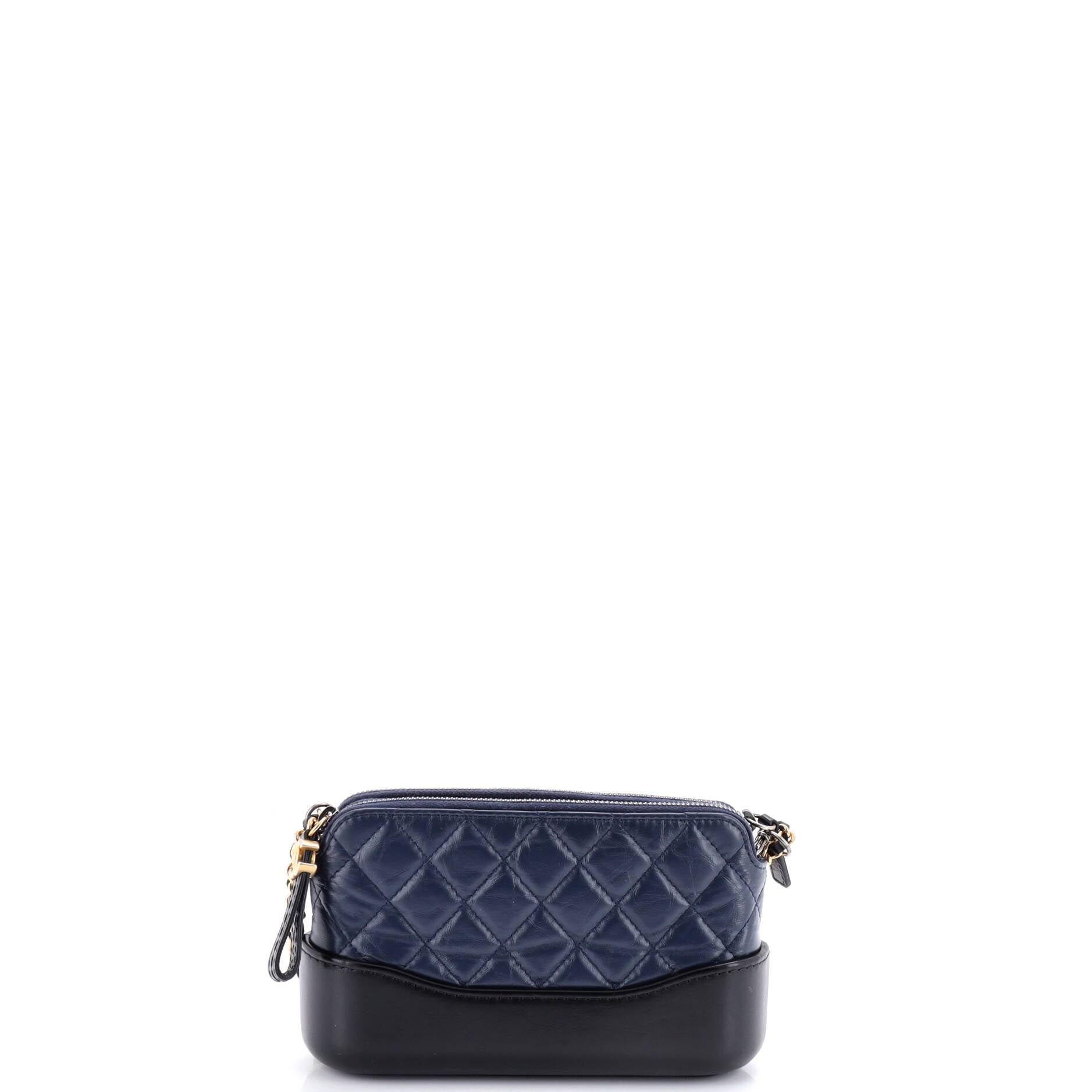 Gabrielle Double Zip Clutch with Chain Quilted Aged Calfskin