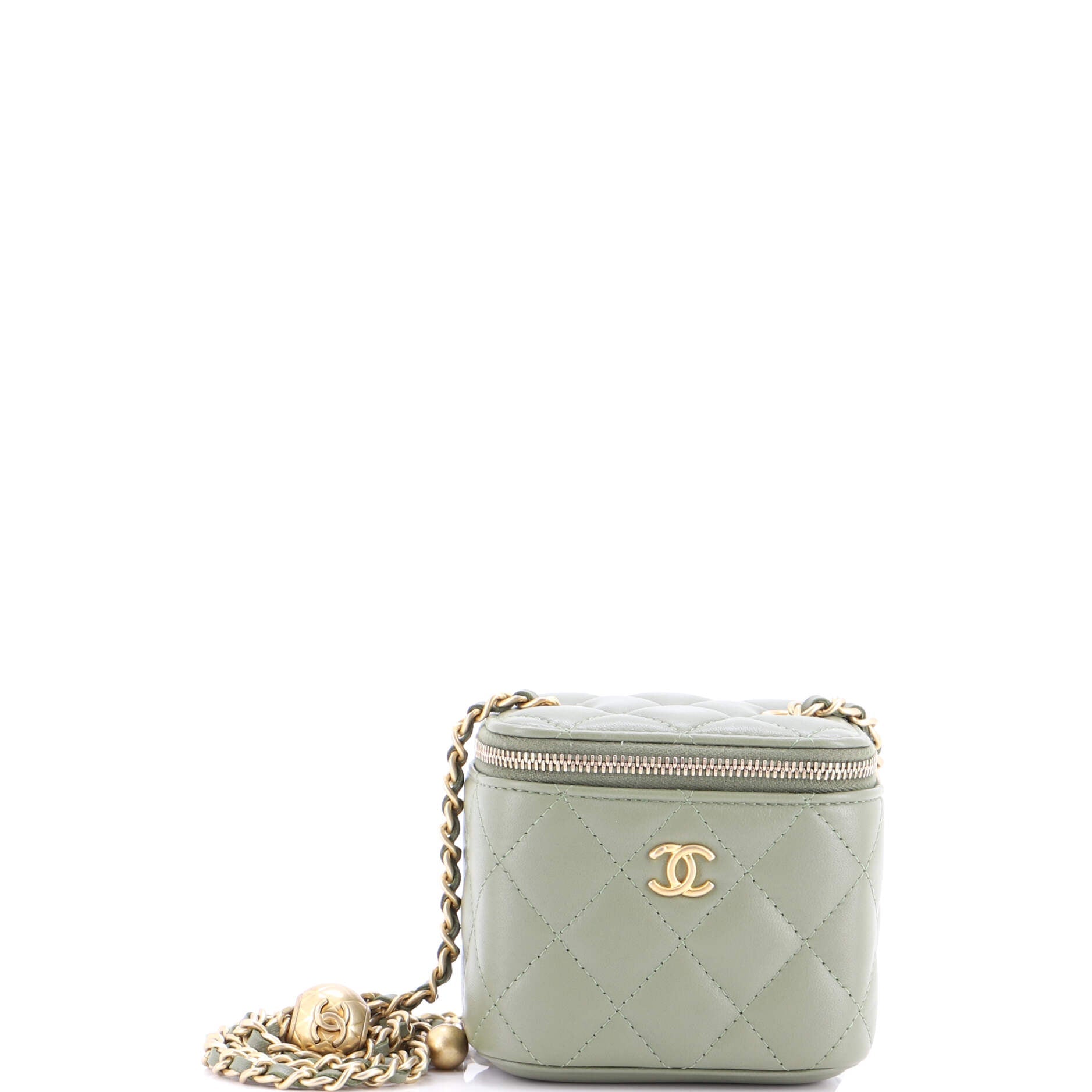 Pearl Crush Vanity Case with Chain Quilted Lambskin Mini