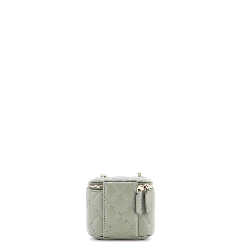 Pearl Crush Vanity Case with Chain Quilted Lambskin Mini