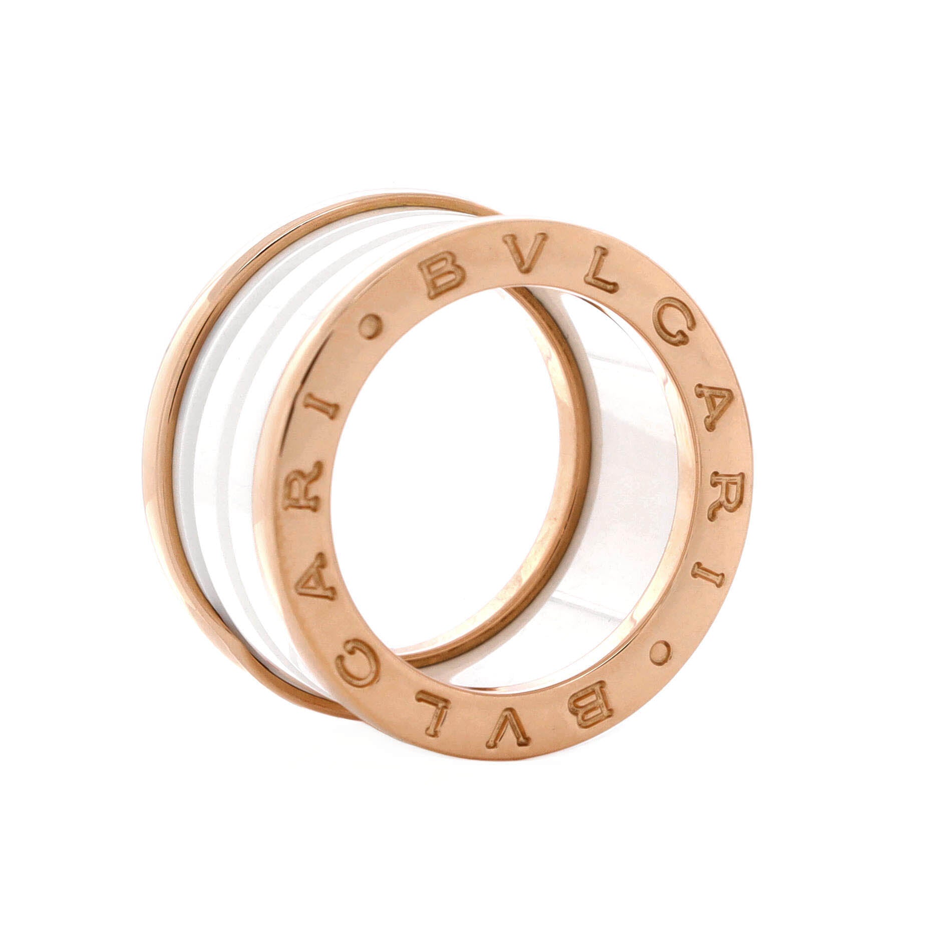 B.Zero1 Three Band Ring 18K Rose Gold and Ceramic