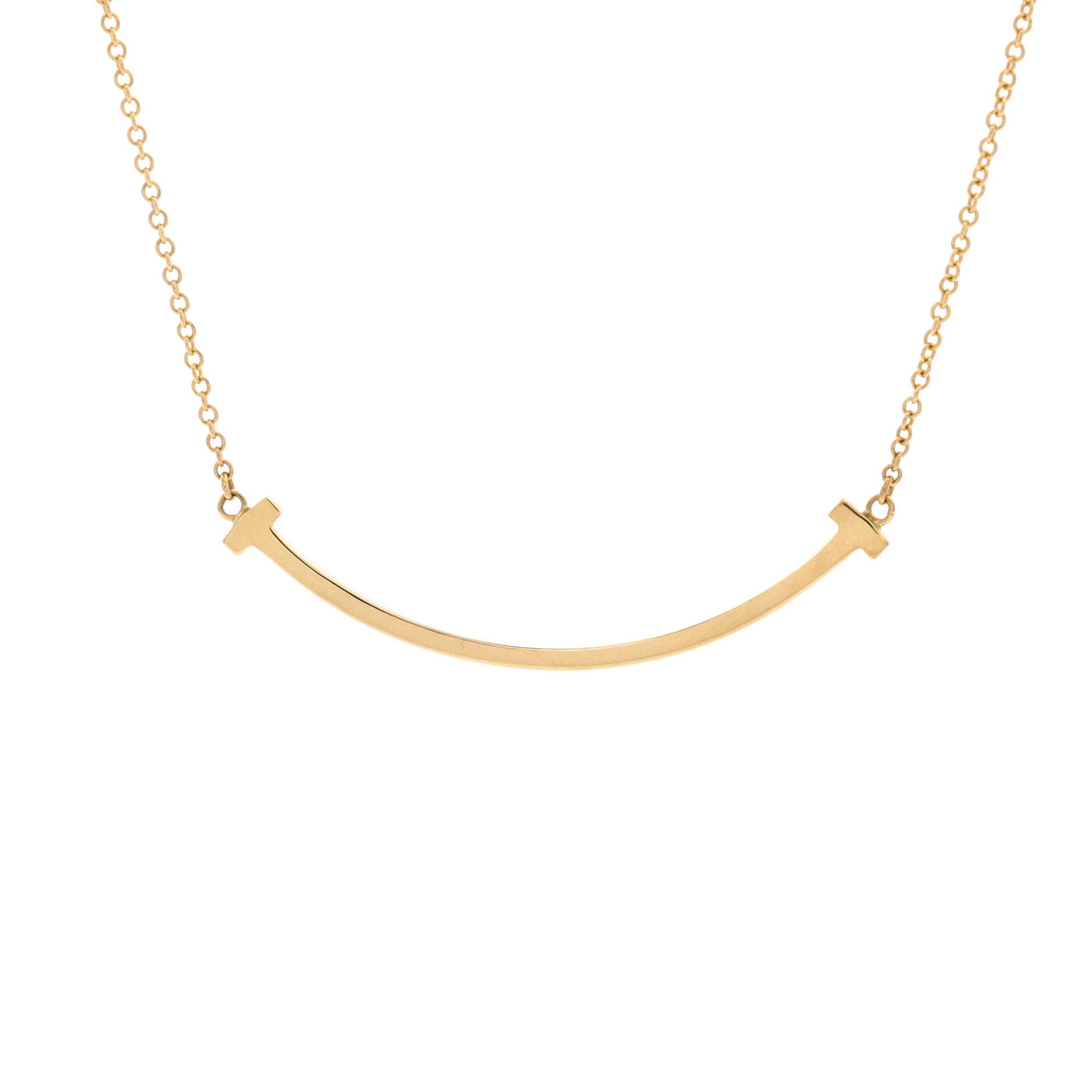 T Smile Pendant Necklace 18K Yellow Gold Small
