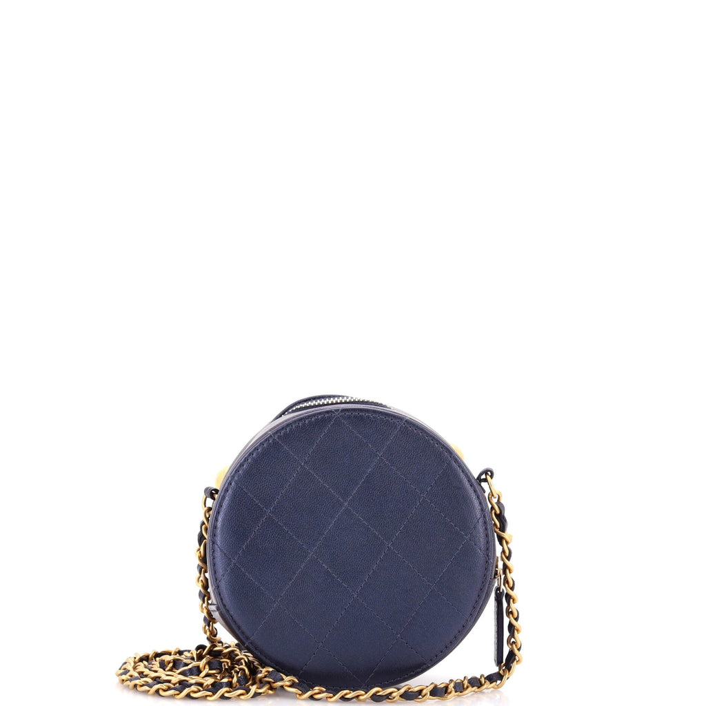 Chic Pearls Round Clutch with Chain Quilted Lambskin