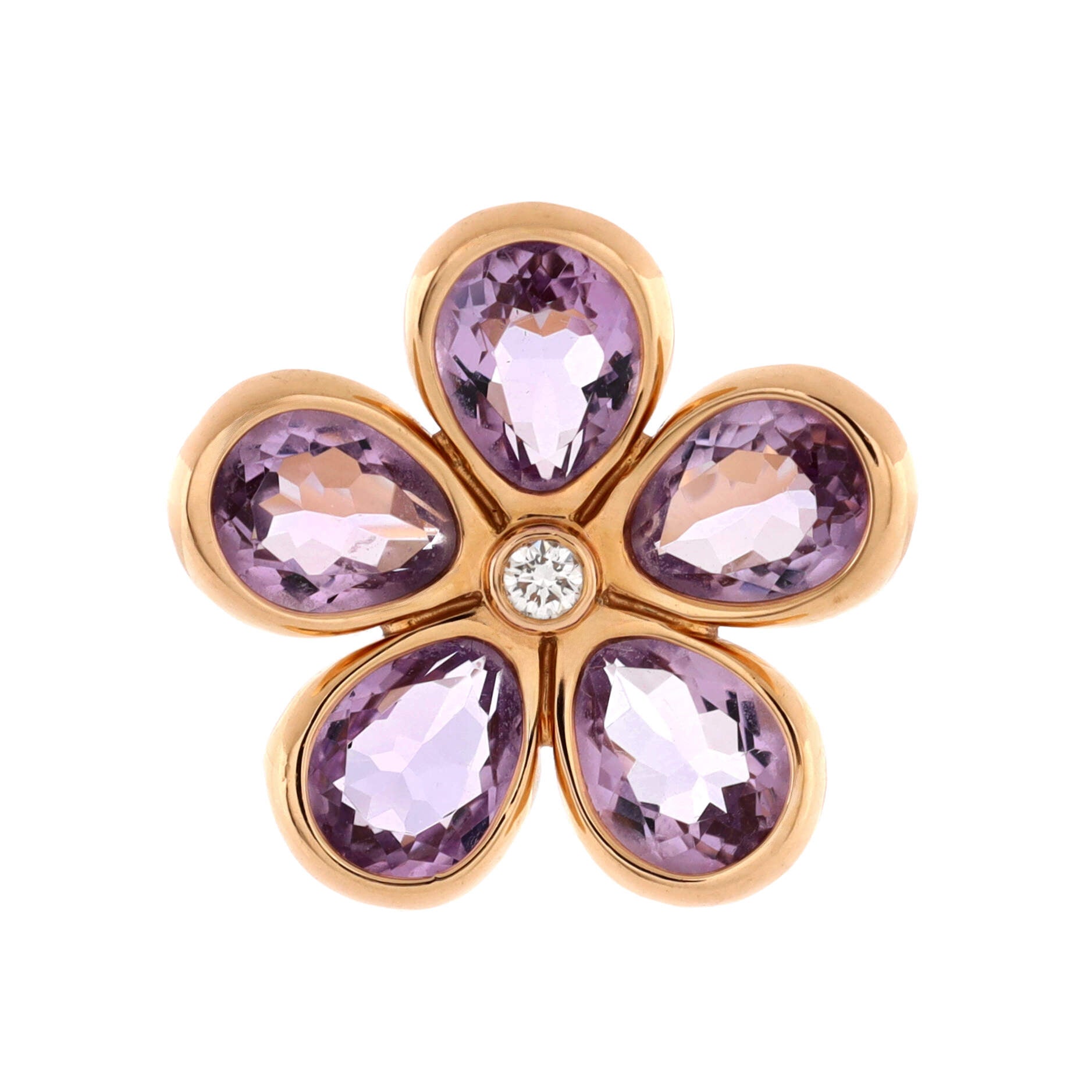 Sparklers Flower Ring 18K Rose Gold with Amethyst and Diamond