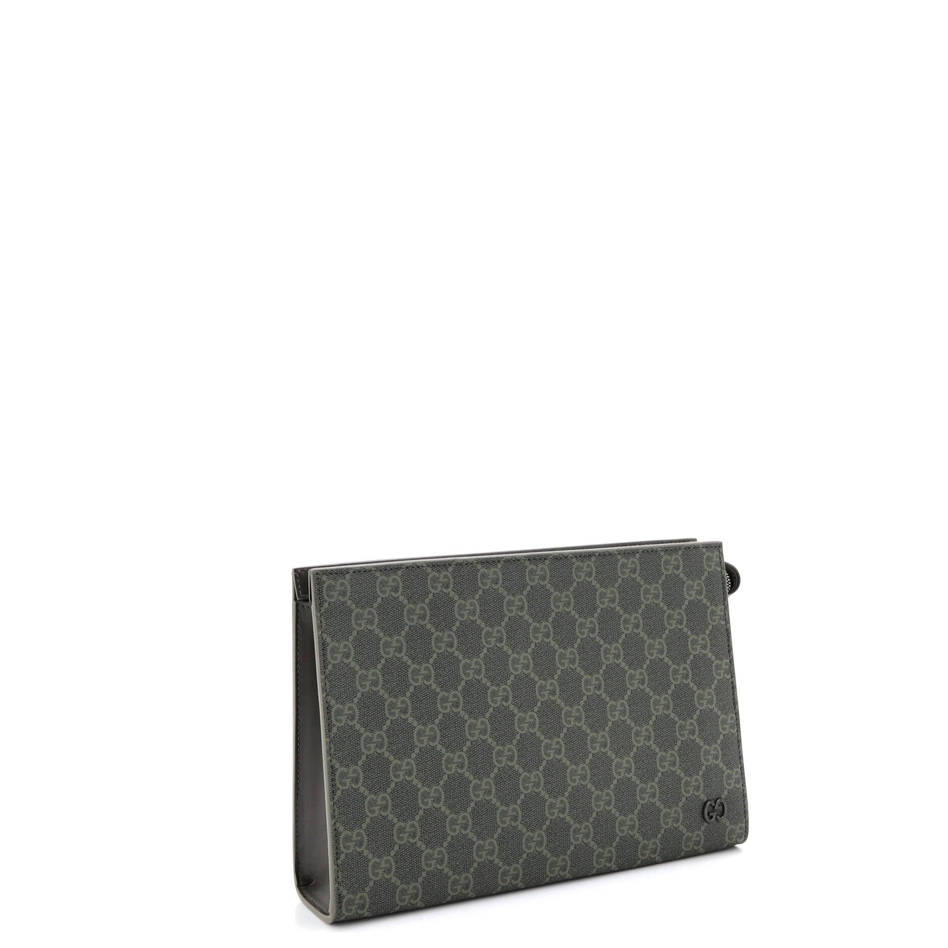Wristlet Pouch Bicolor GG Coated Canvas and Leather Small