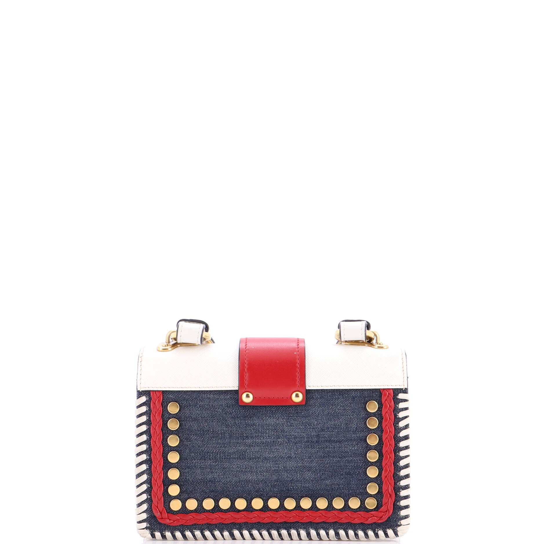 Cahier Crossbody Bag Embellished Denim and Leather Small