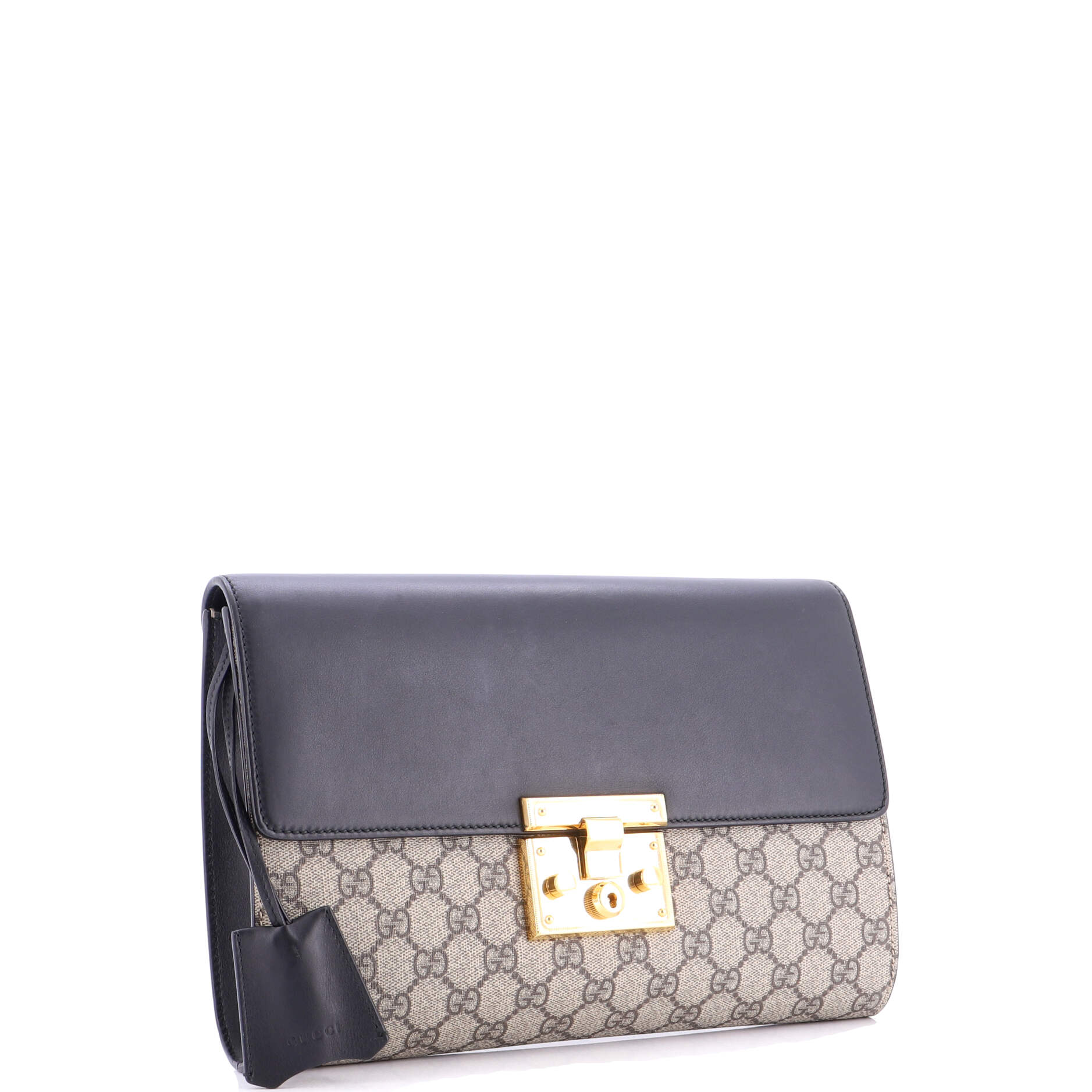 Padlock Clutch GG Canvas and Leather Large