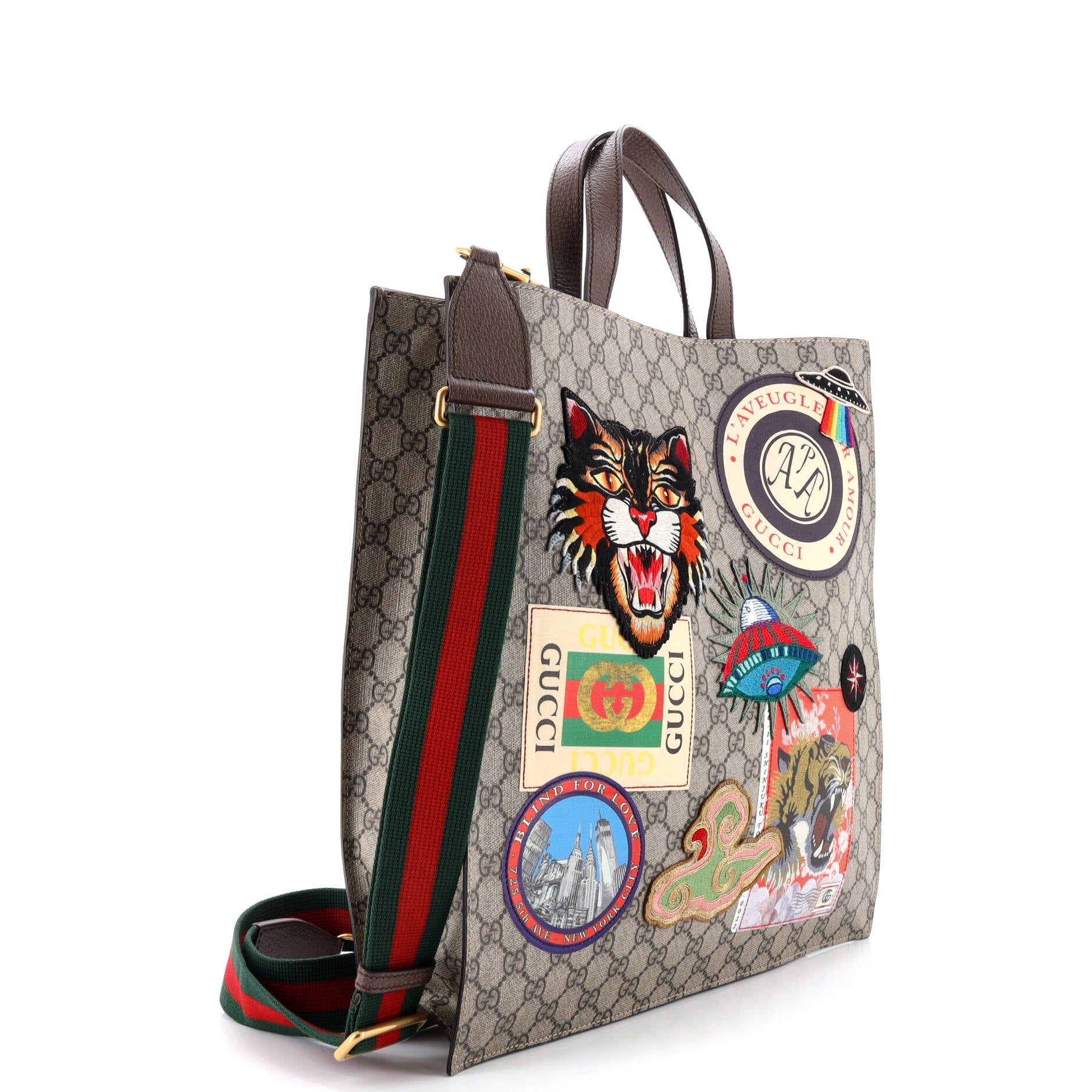 Courrier Convertible Soft Open Tote GG Coated Canvas with Applique North South