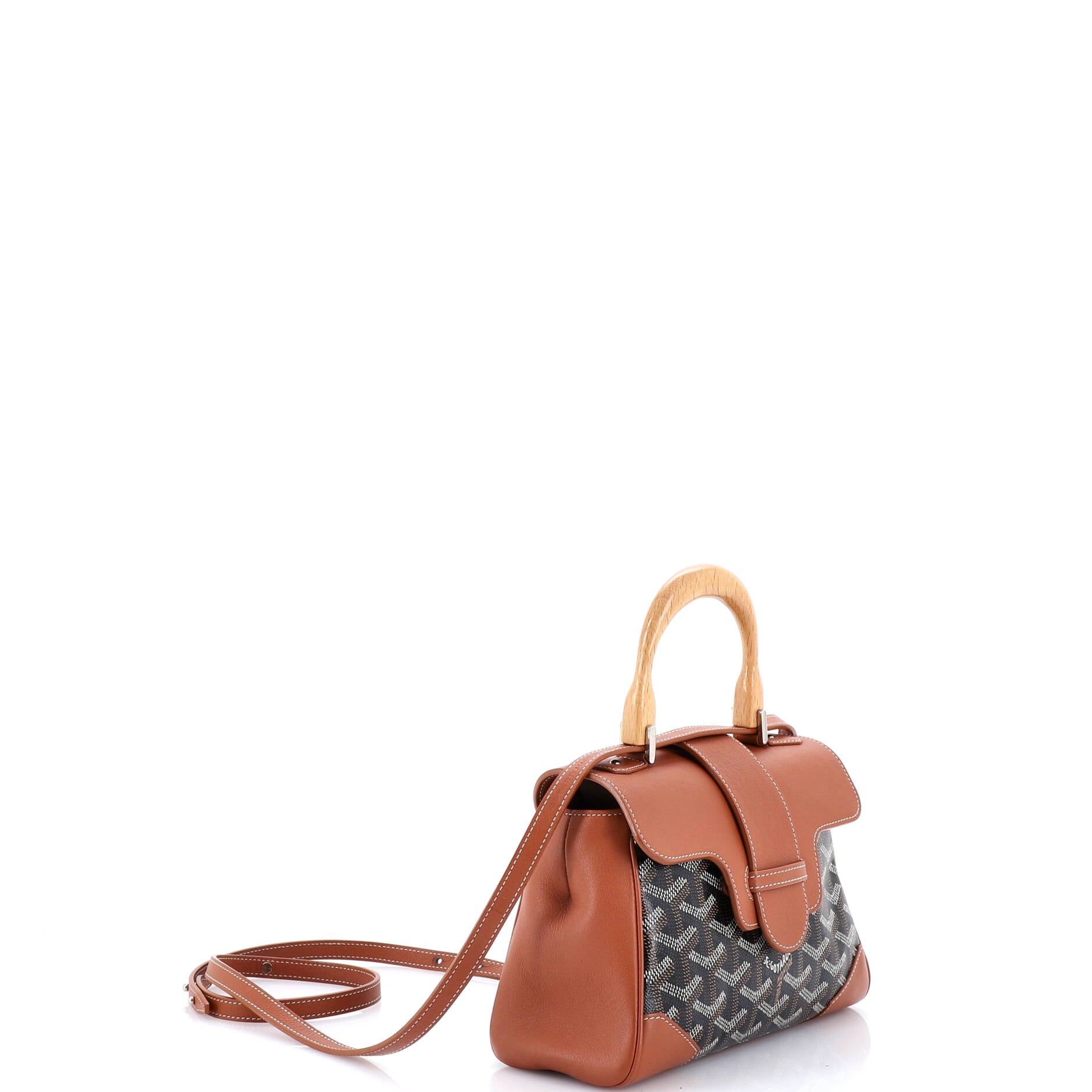 Saigon Top Handle Bag Coated Canvas with Leather Mini