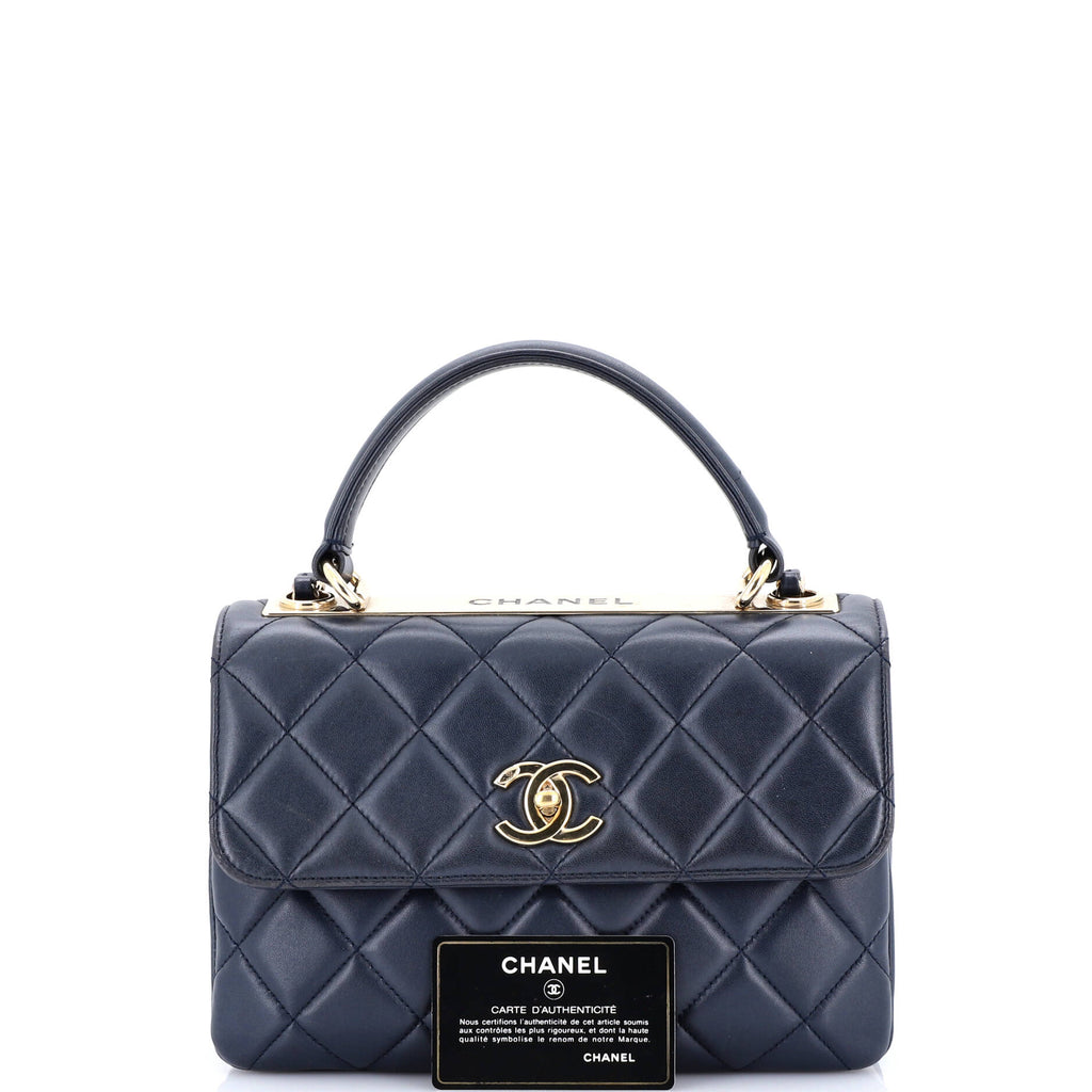 Trendy CC Top Handle Bag Quilted Lambskin Small