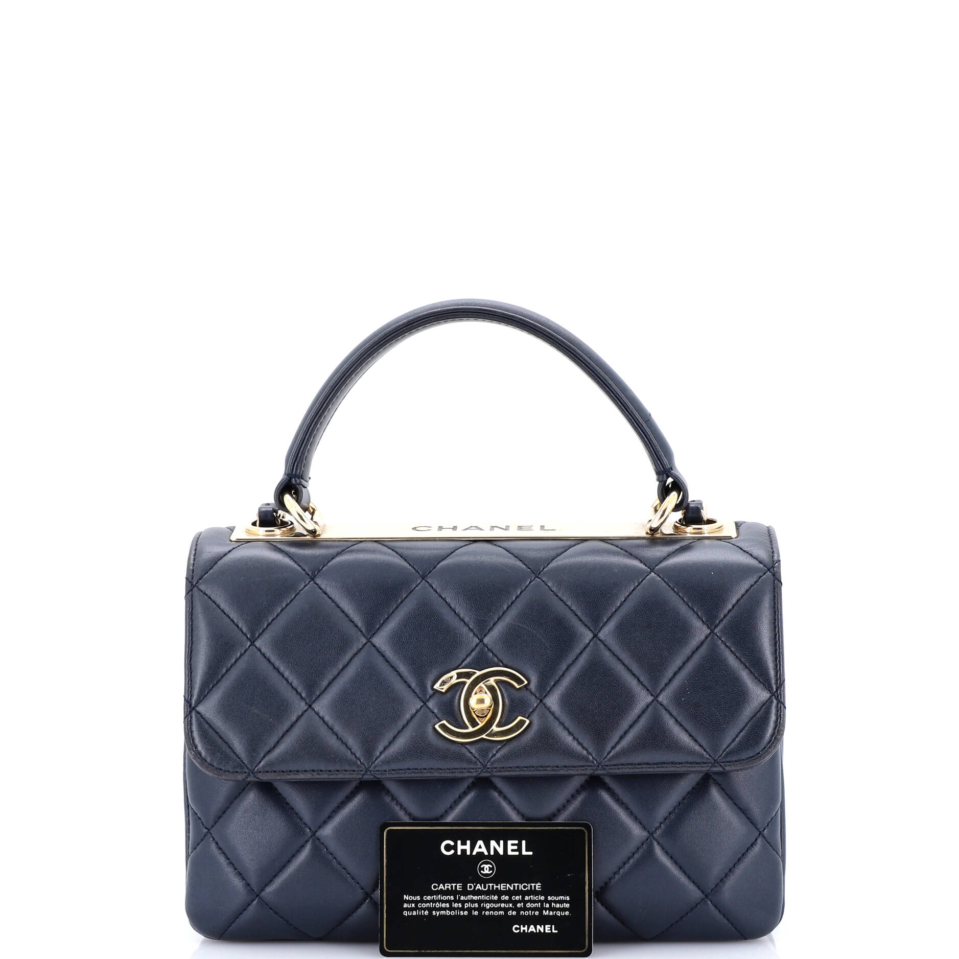 Trendy CC Top Handle Bag Quilted Lambskin Small