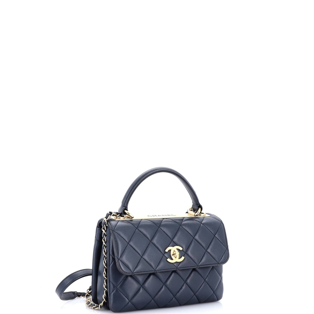 Trendy CC Top Handle Bag Quilted Lambskin Small