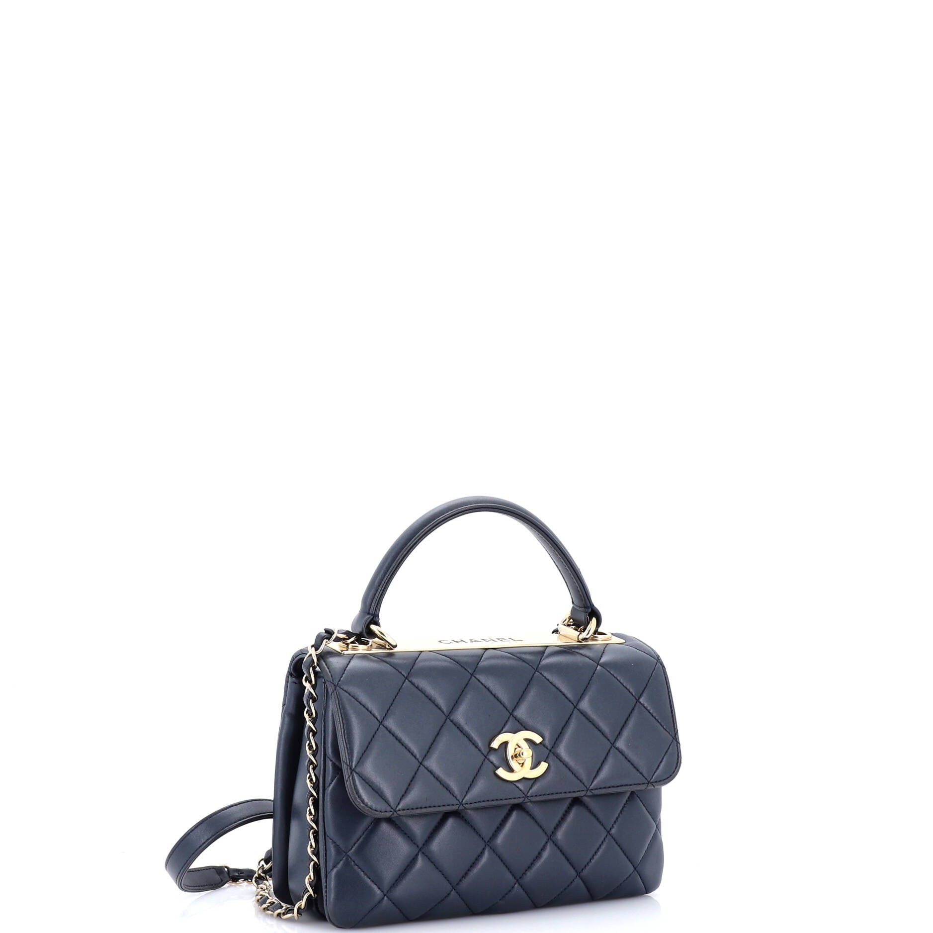 Trendy CC Top Handle Bag Quilted Lambskin Small