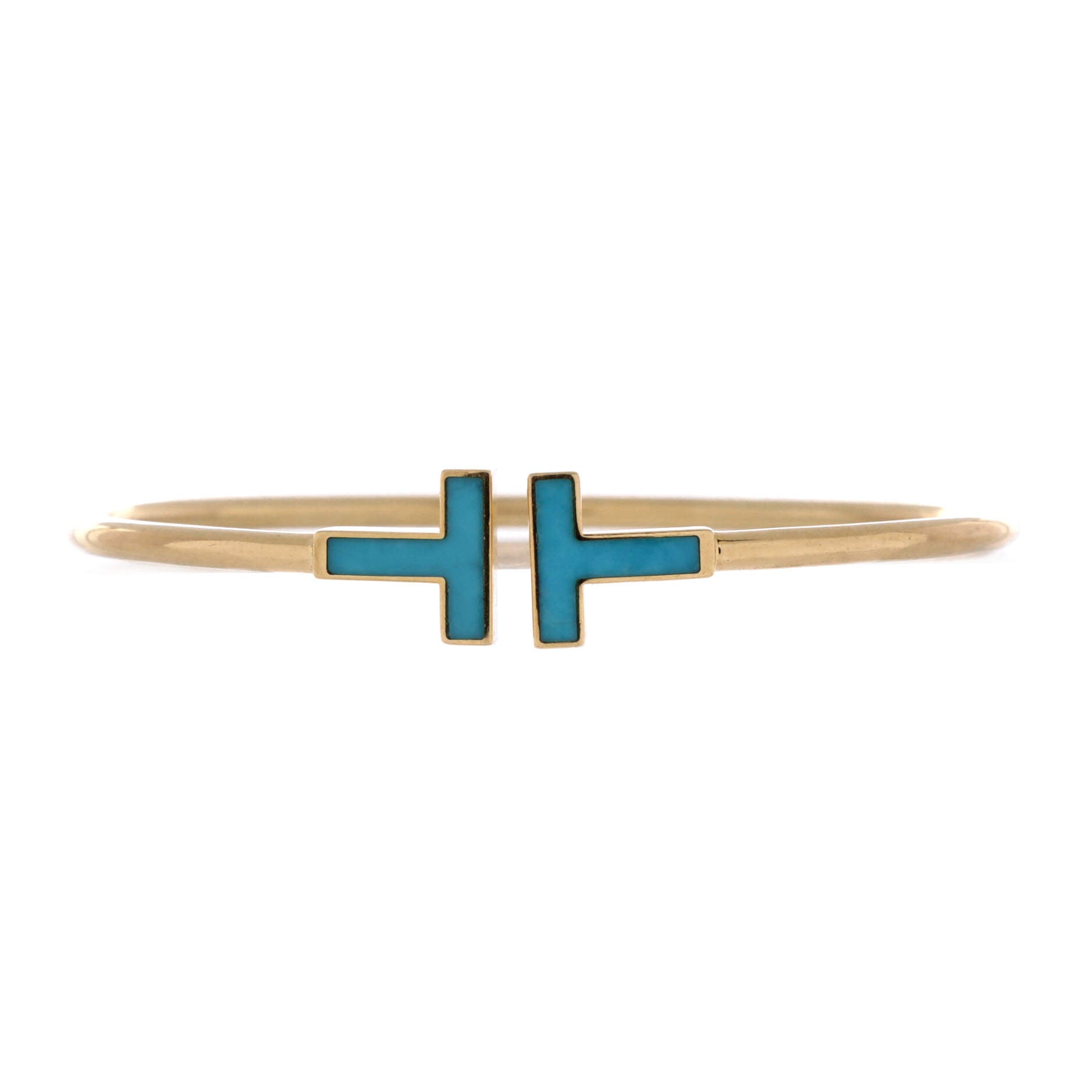 T Wire Bracelet 18K Yellow Gold with Turquoise Wide