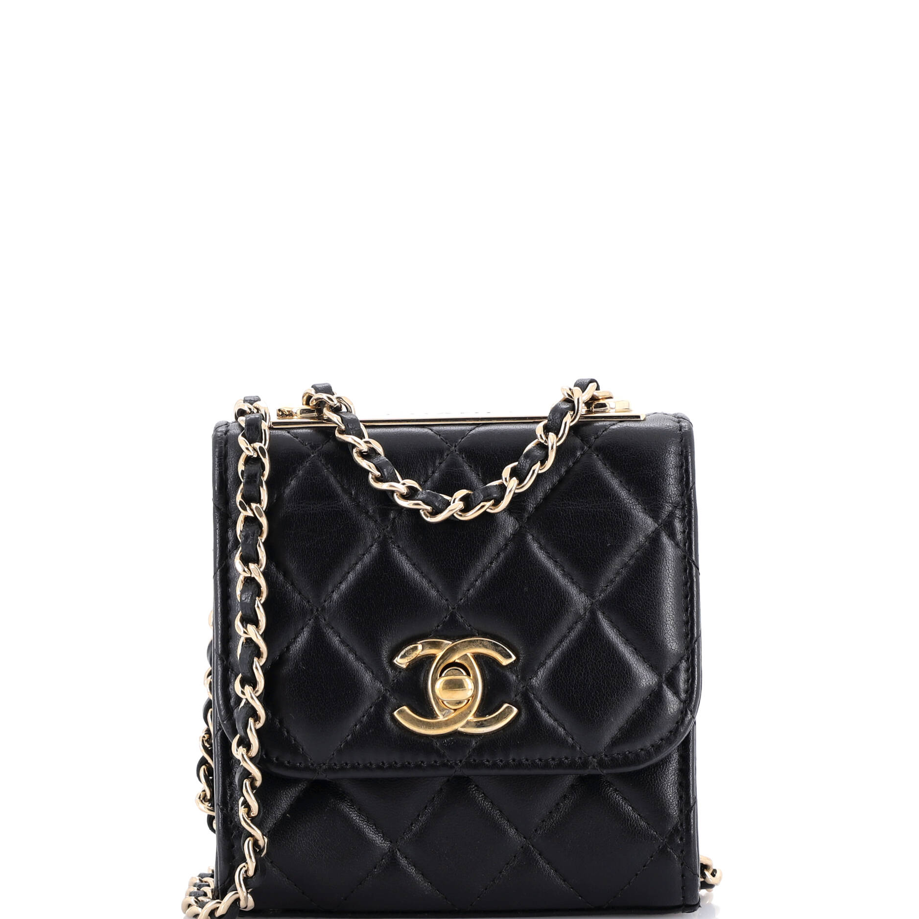 Trendy CC Clutch with Chain Quilted Lambskin Small