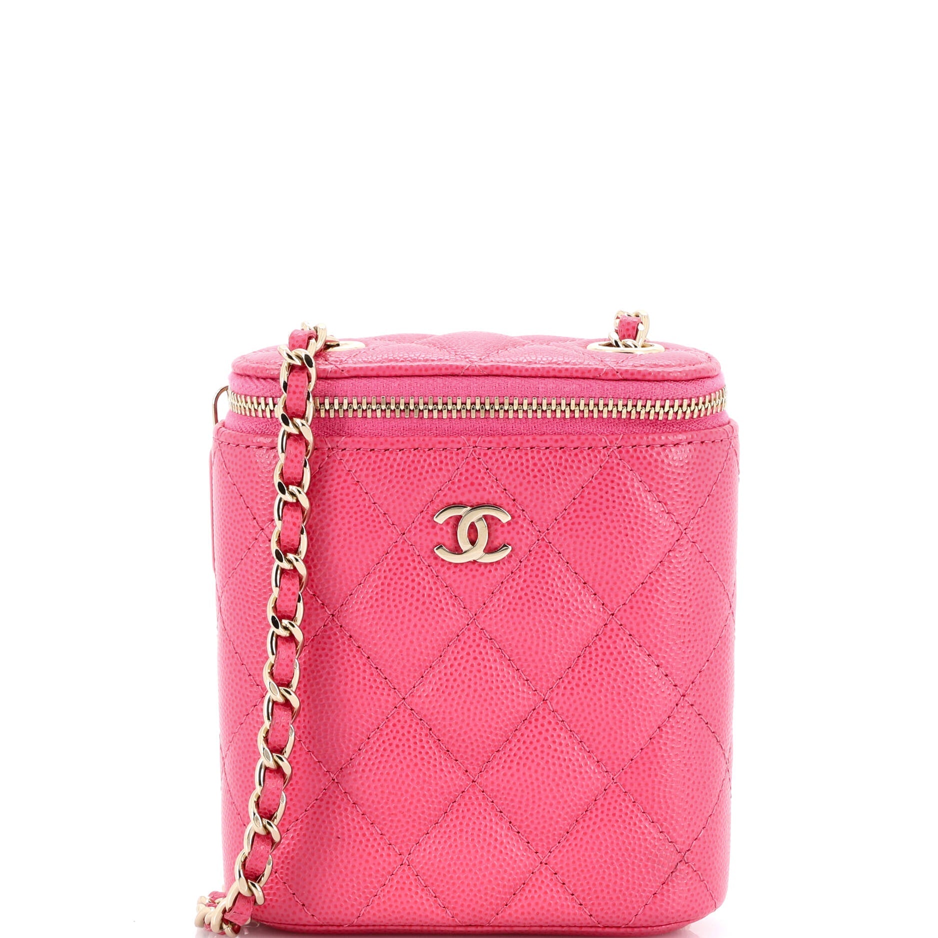 Vertical Classic Vanity Case with Chain Quilted Caviar Mini