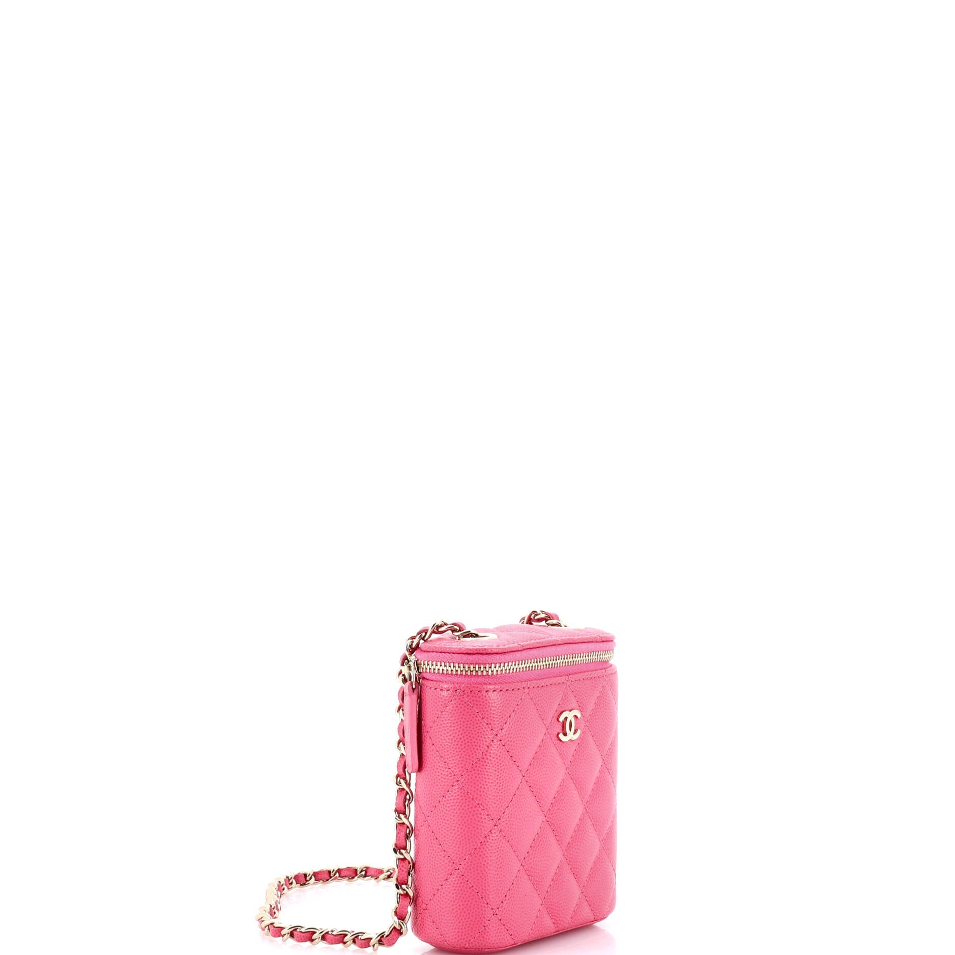 Vertical Classic Vanity Case with Chain Quilted Caviar Mini