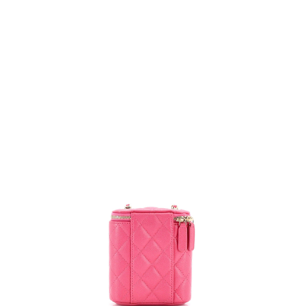 Vertical Classic Vanity Case with Chain Quilted Caviar Mini