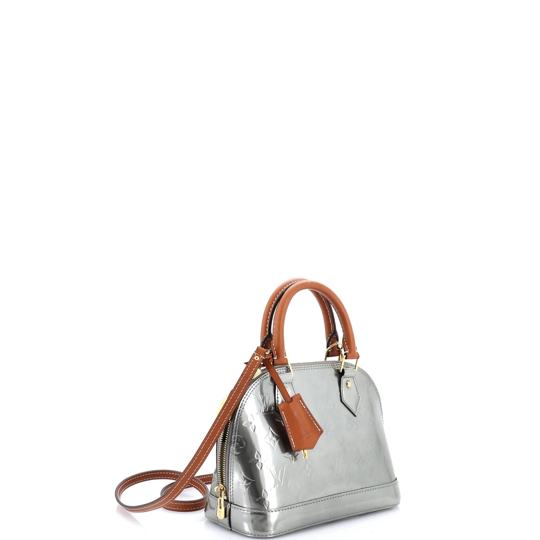 Alma Handbag Metallic Monogram Vernis with Leather BB