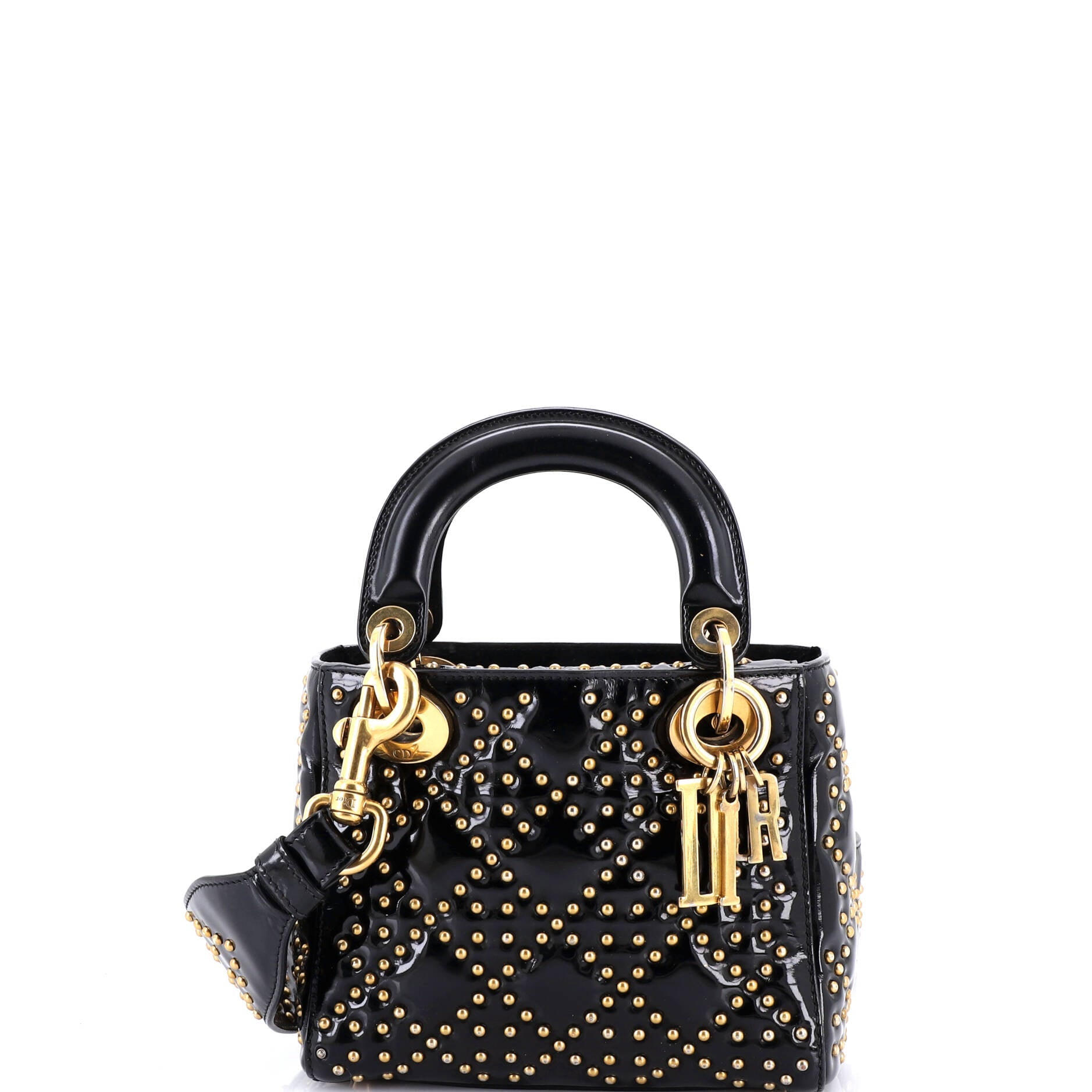 Supple Lady Dior Bag Cannage Studded Patent Mini