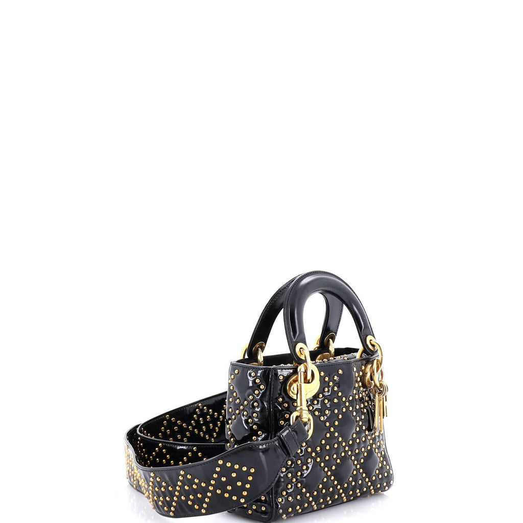 Supple Lady Dior Bag Cannage Studded Patent Mini