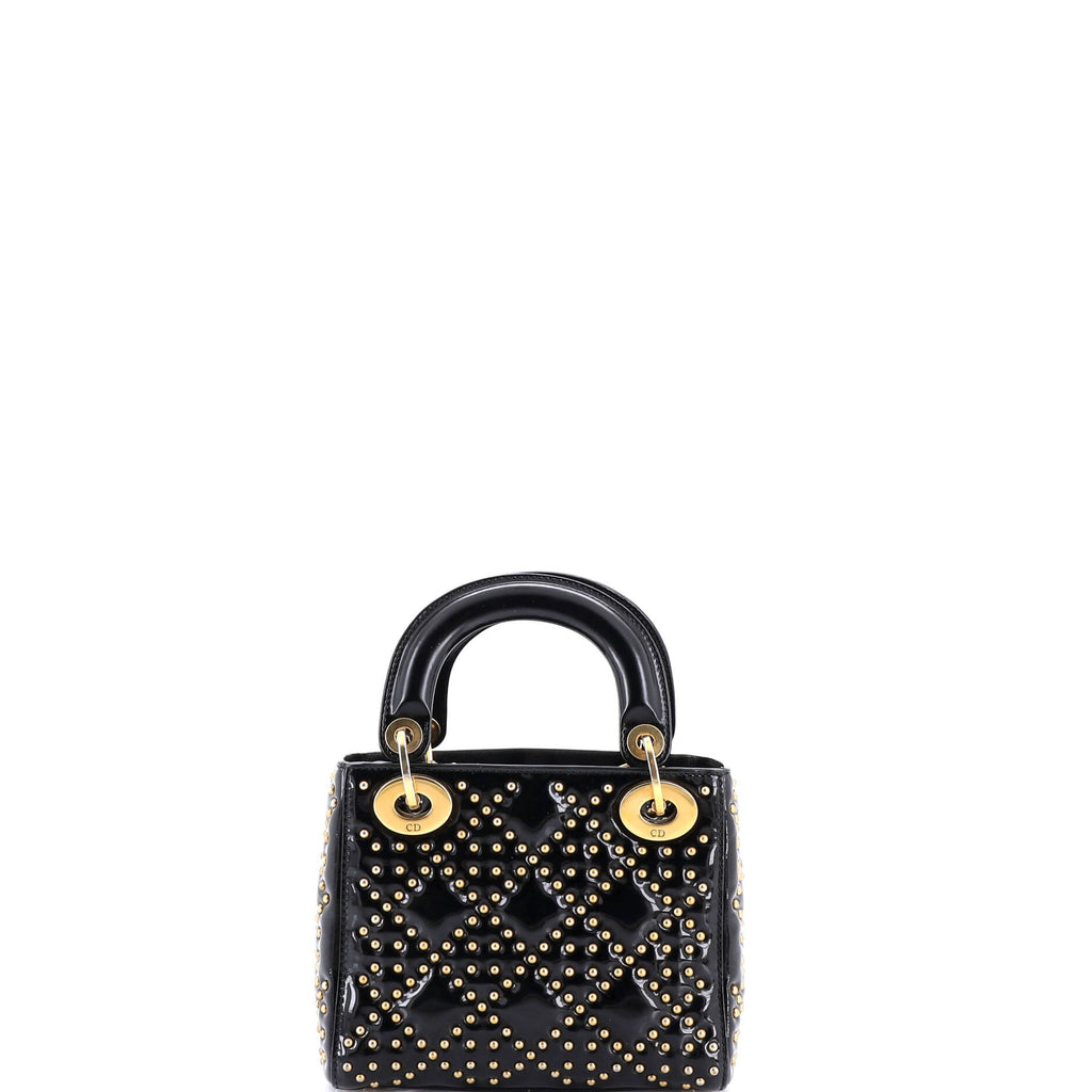 Supple Lady Dior Bag Cannage Studded Patent Mini