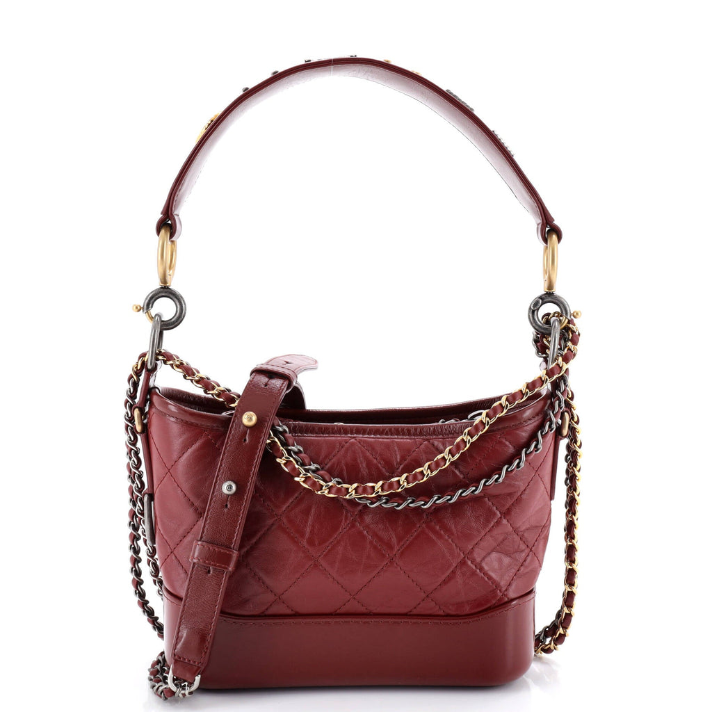 Gabrielle Hobo with Logo Handle Quilted Aged Calfskin Small