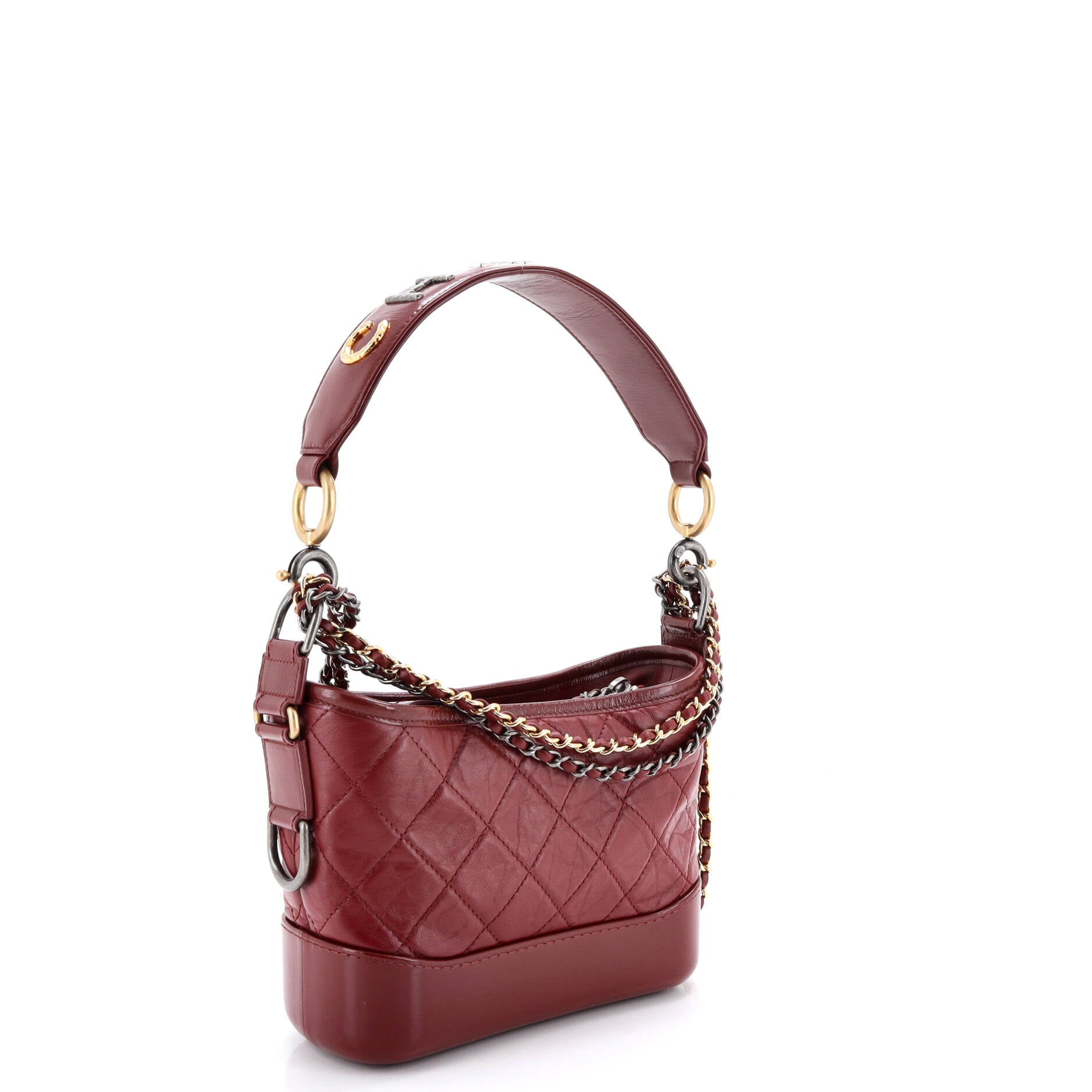 Gabrielle Hobo with Logo Handle Quilted Aged Calfskin Small