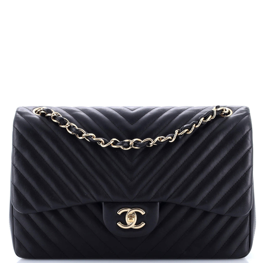 Classic Double Flap Bag Chevron Lambskin Jumbo