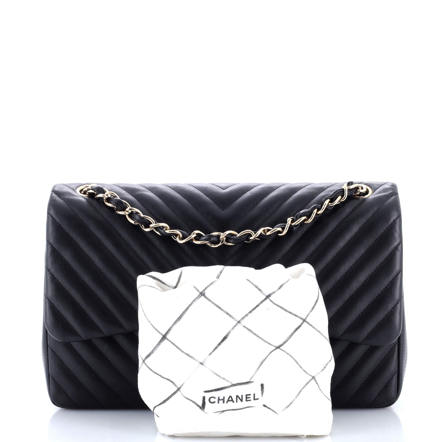 Classic Double Flap Bag Chevron Lambskin Jumbo