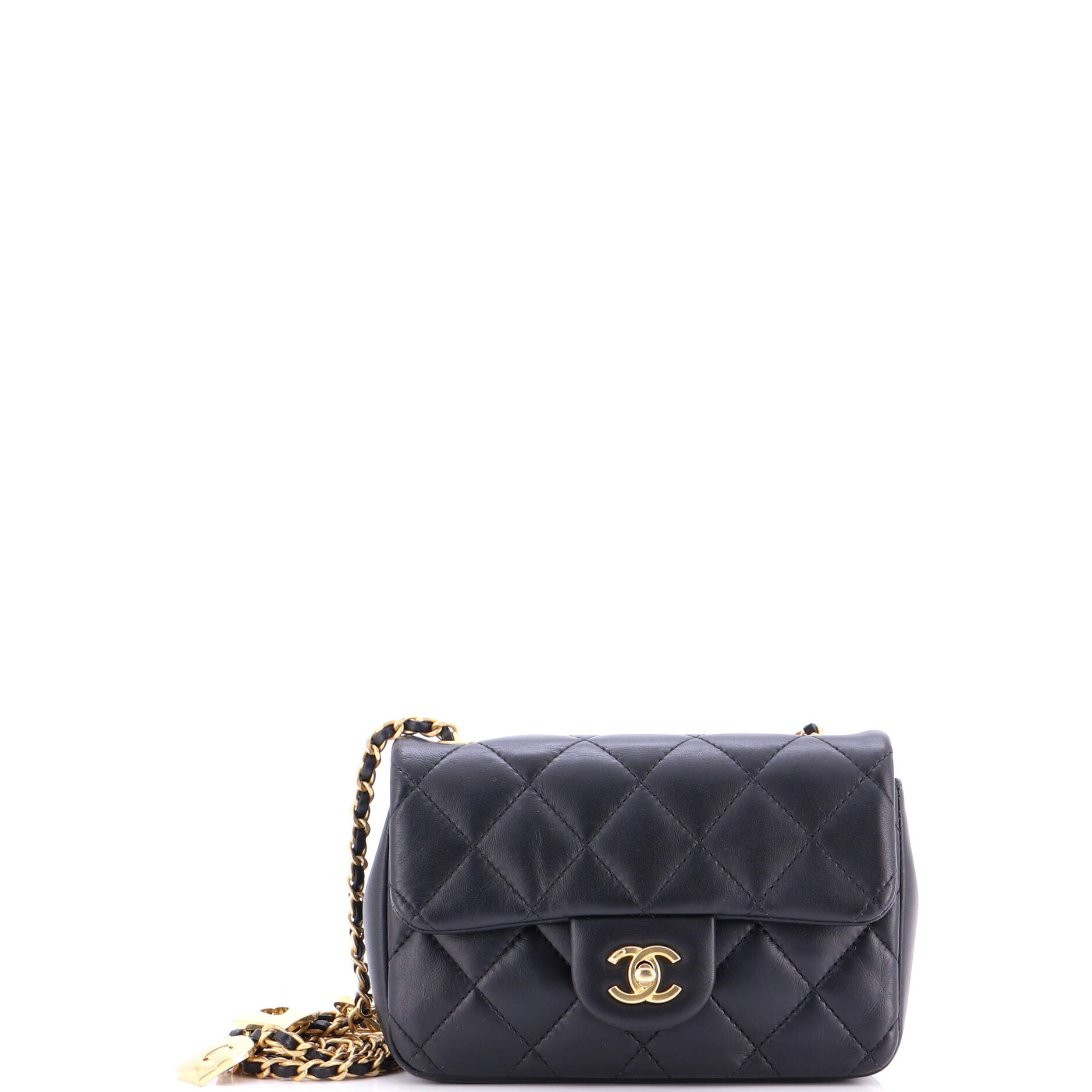 Heart Charms Flap Bag Quilted Lambskin Mini