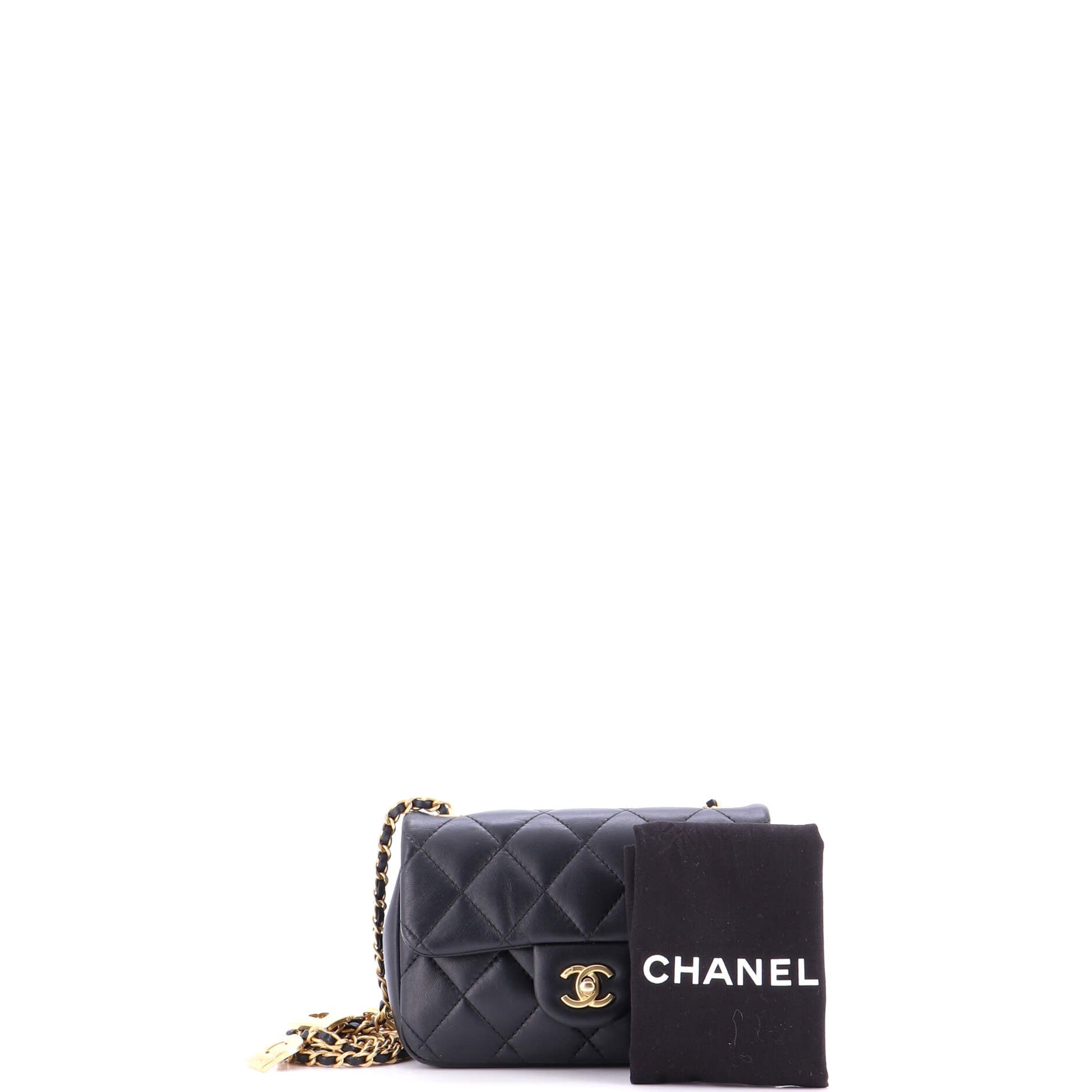 Heart Charms Flap Bag Quilted Lambskin Mini