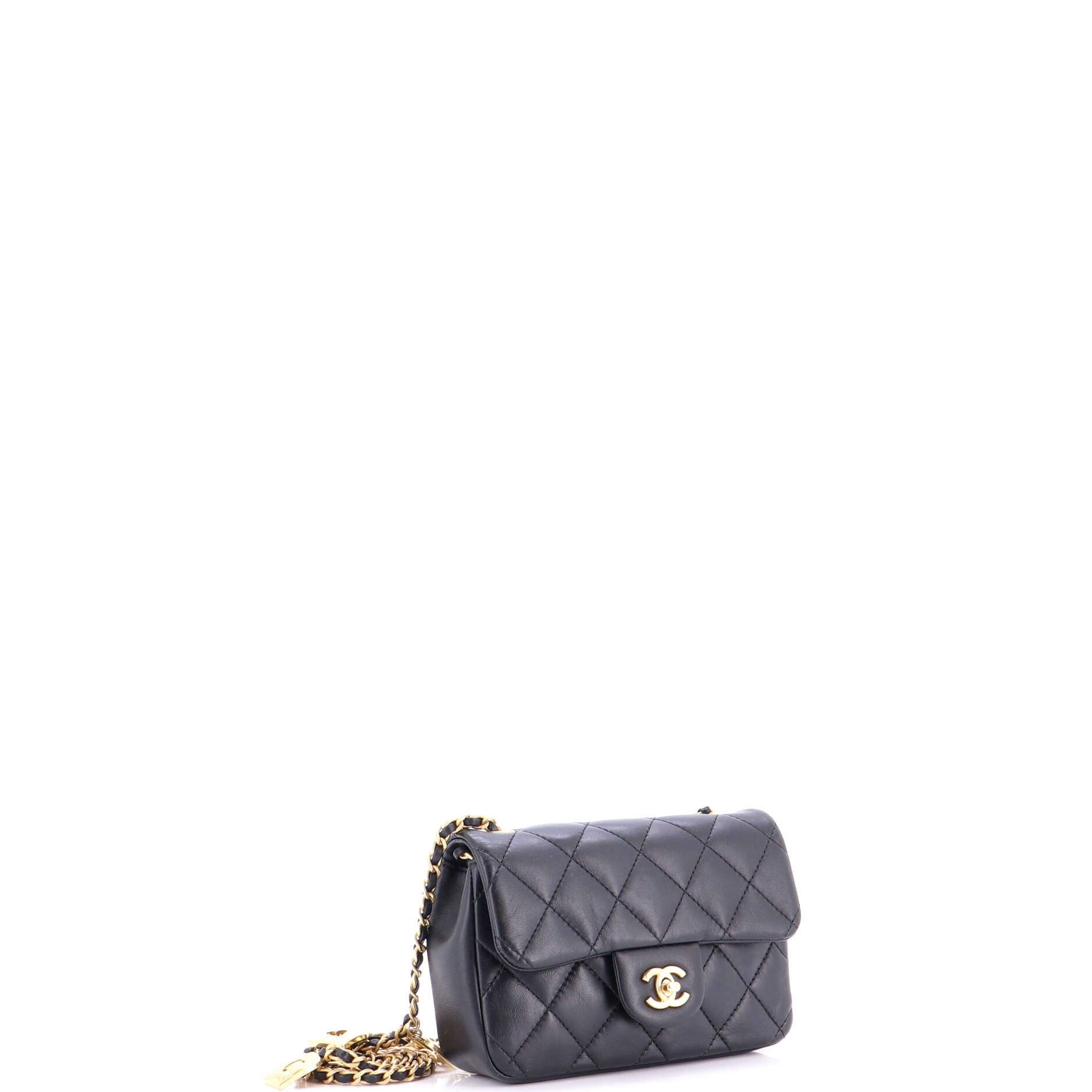 Heart Charms Flap Bag Quilted Lambskin Mini