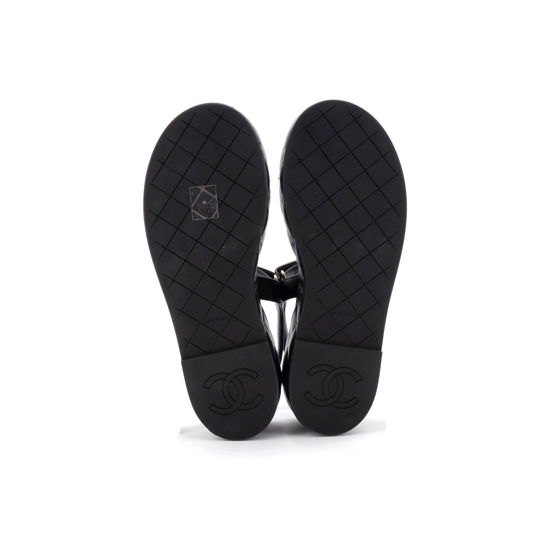 Women's Velcro Platform Sandals Quilted Leather with Chain Detail