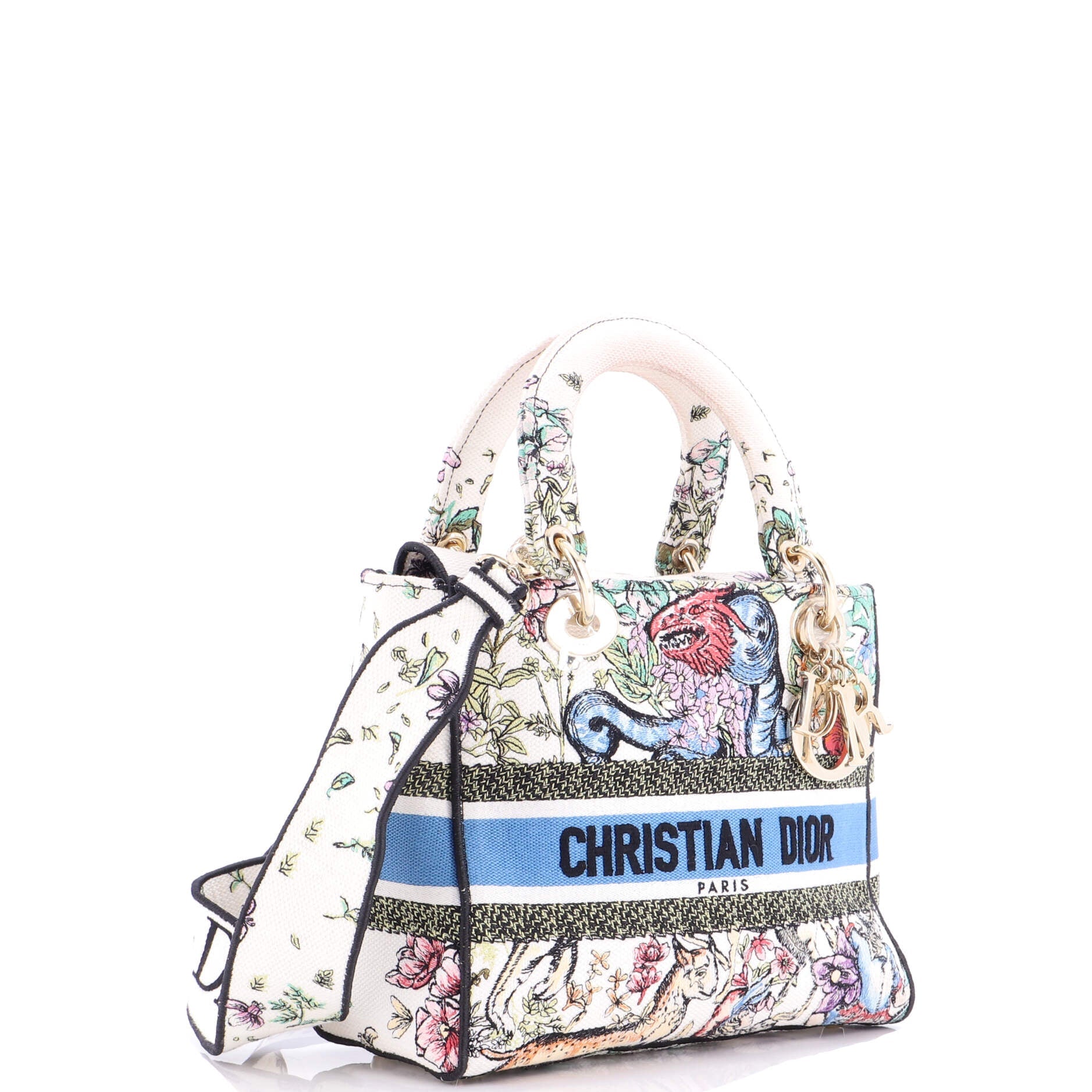 Lady D-Lite Bag Embroidered Canvas Medium