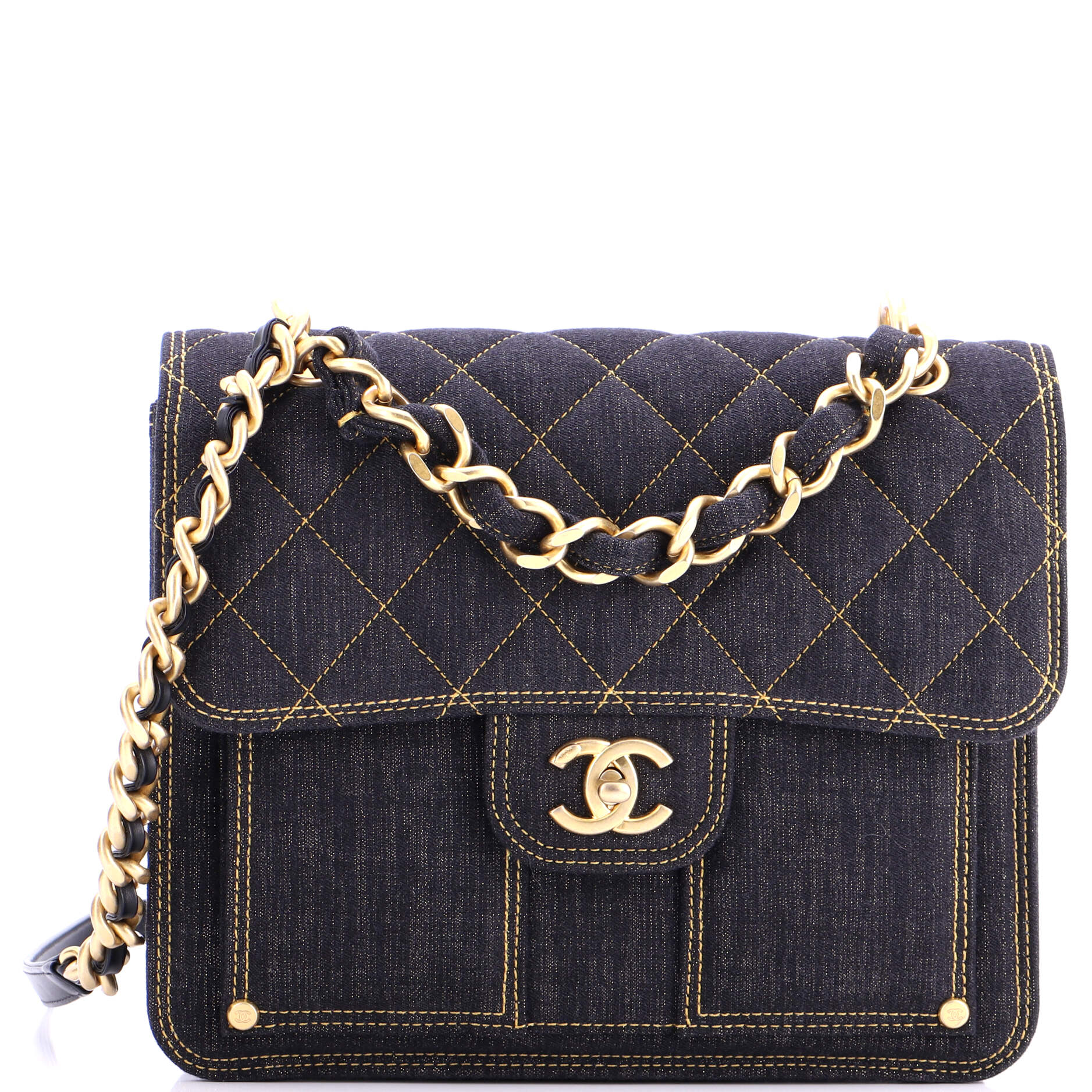 Double You CC Flap Backpack Quilted Denim