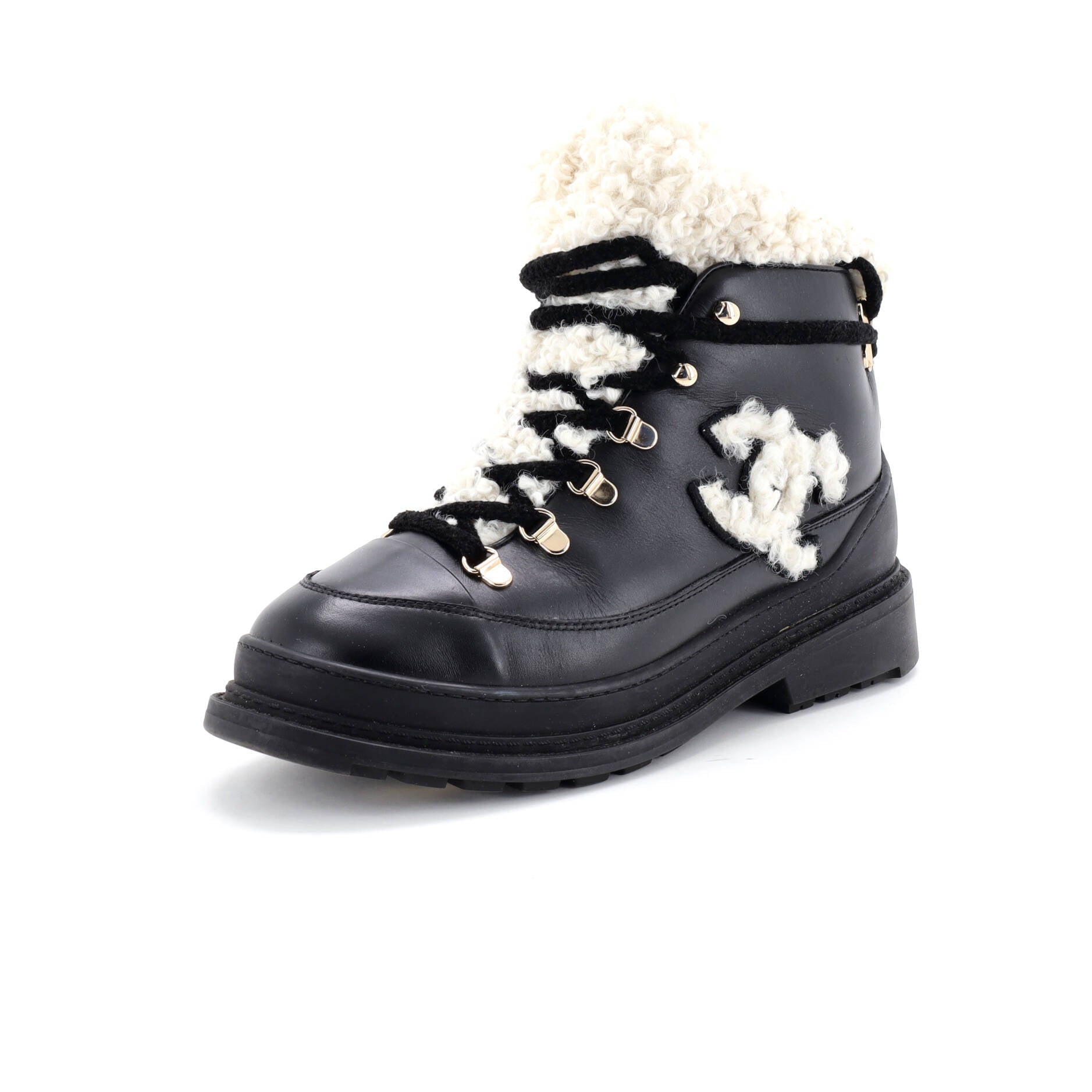 Women's CC Lace-Up Winter Boots Leather and Shearling