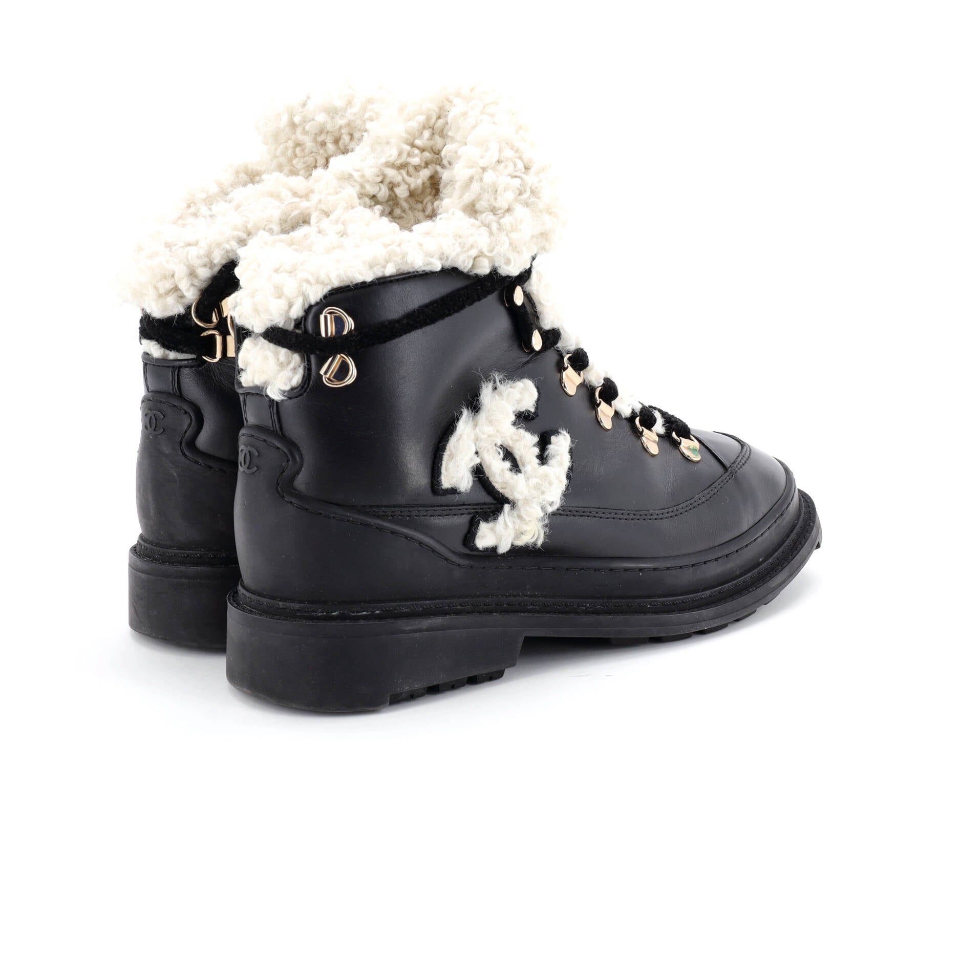 Women's CC Lace-Up Winter Boots Leather and Shearling