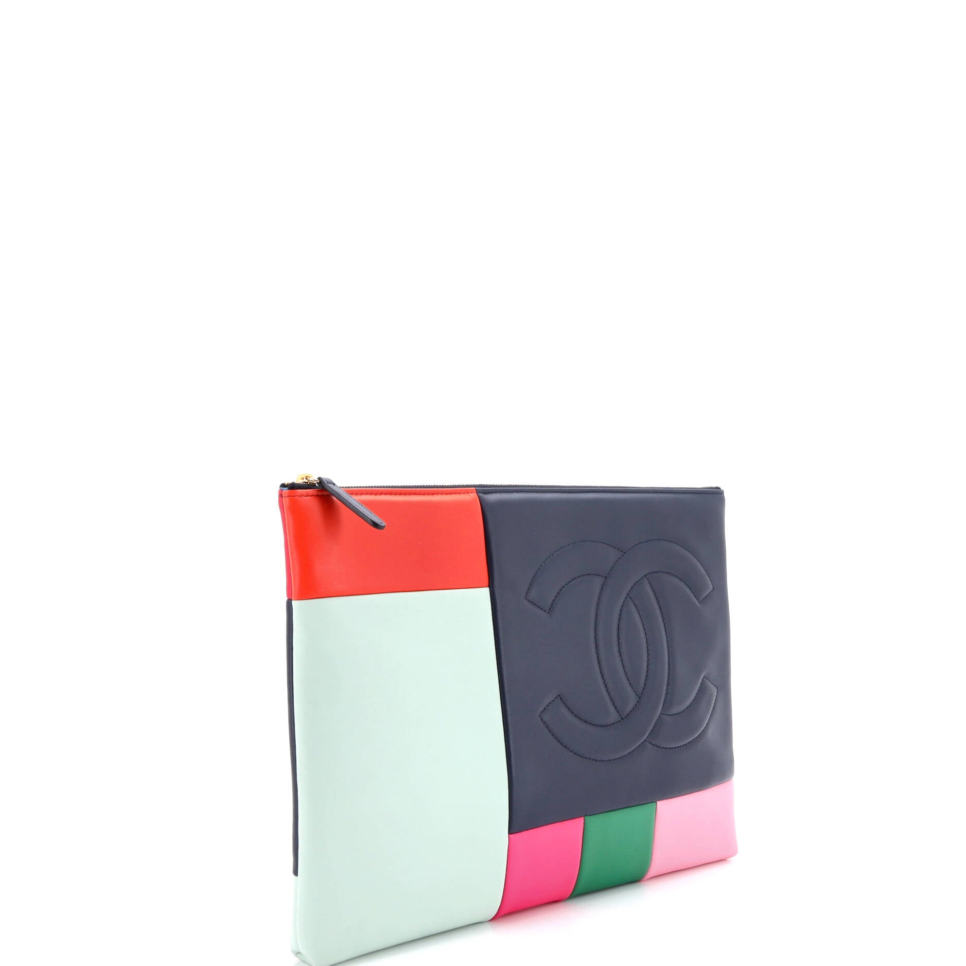 O Case Clutch Colorblock Leather Large