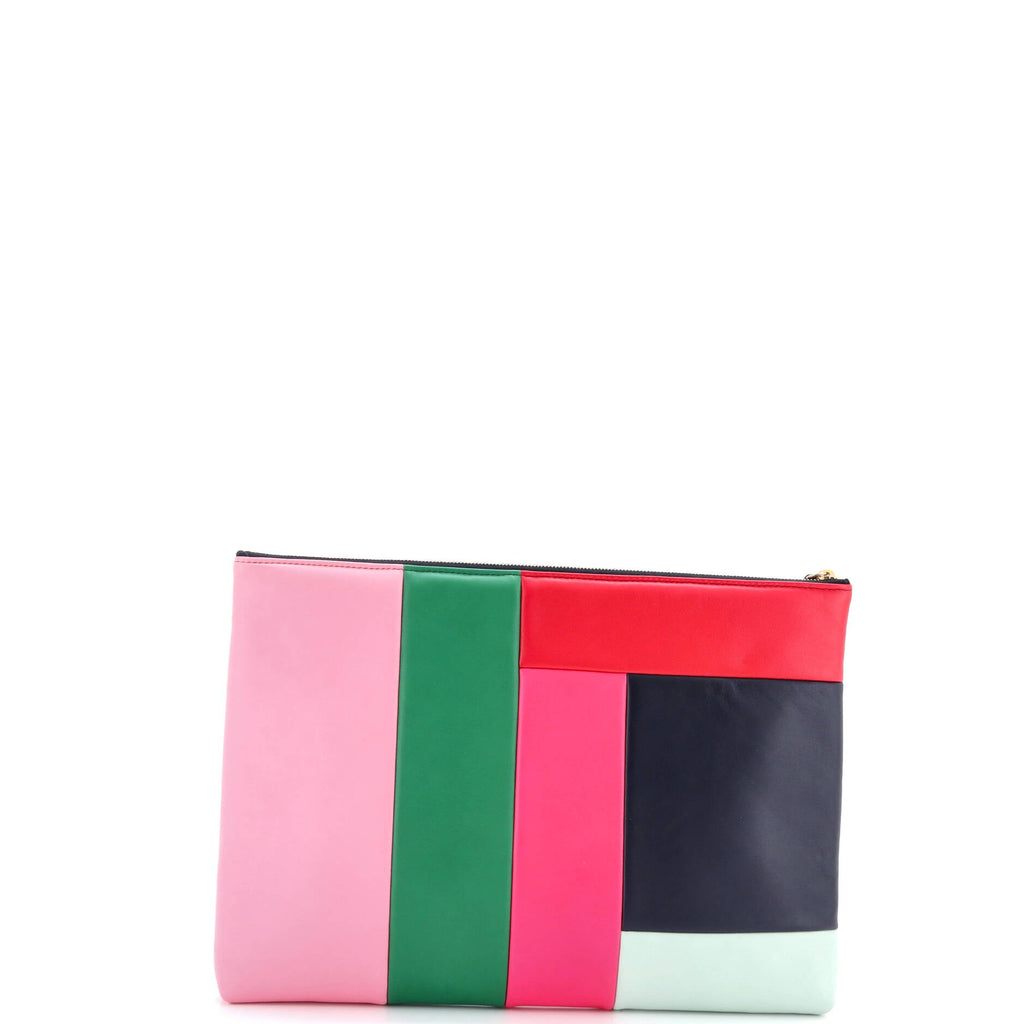 O Case Clutch Colorblock Leather Large