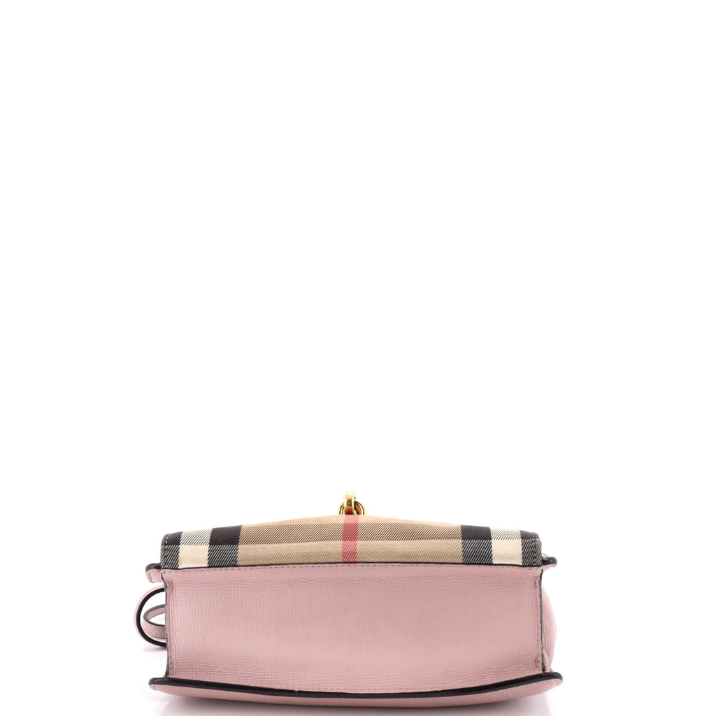 Macken Crossbody Bag Leather and House Check Canvas Small