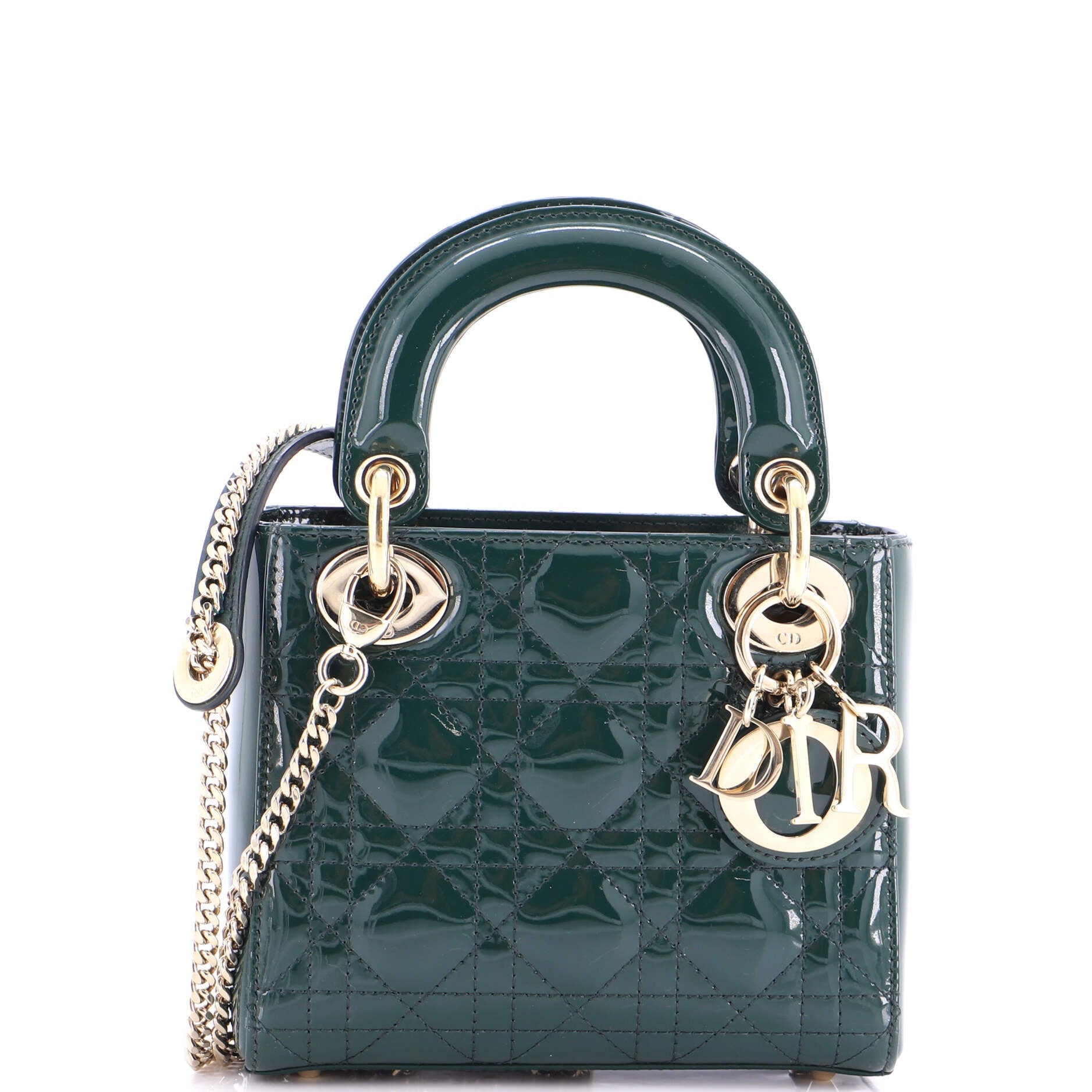 Lady Dior Chain Bag Cannage Quilt Patent Mini