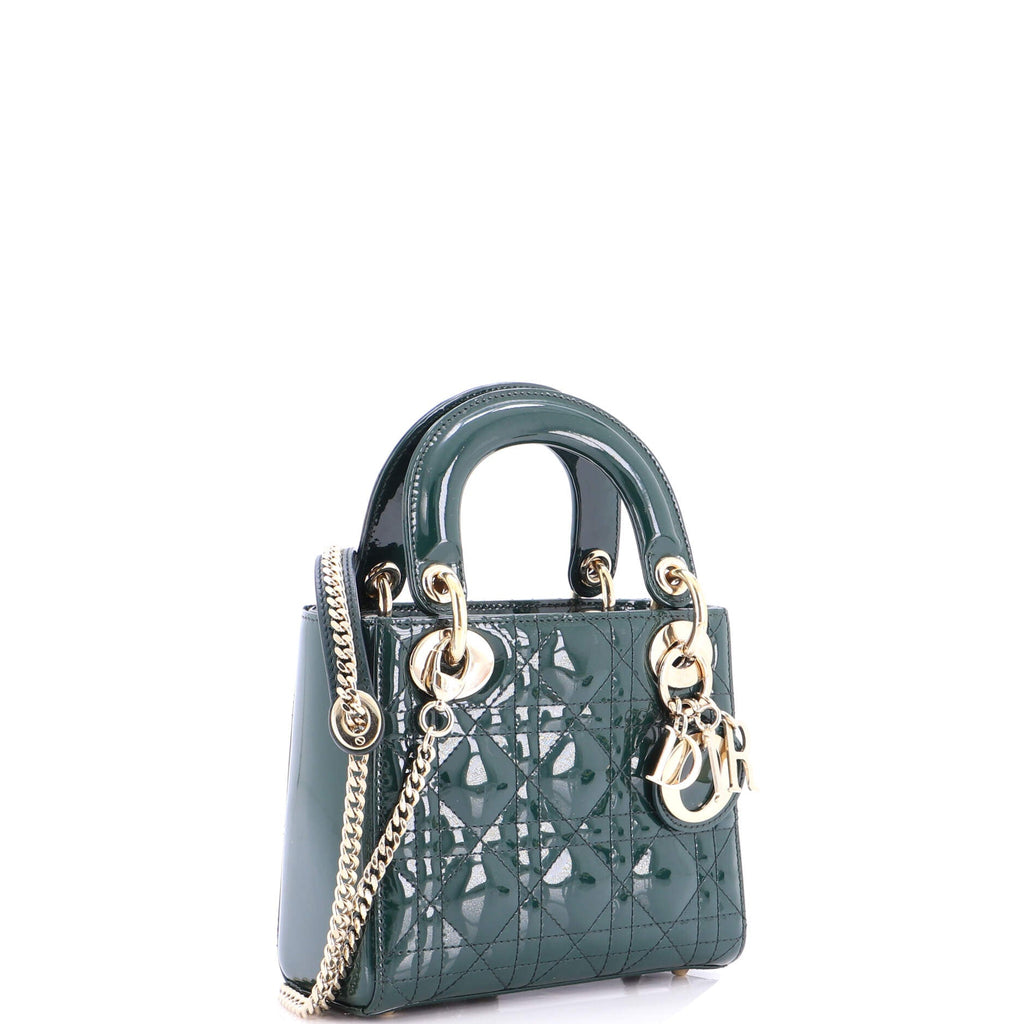 Lady Dior Chain Bag Cannage Quilt Patent Mini