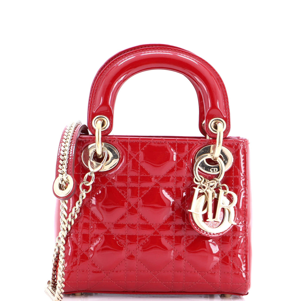Lady Dior Chain Bag Cannage Quilt Patent Mini