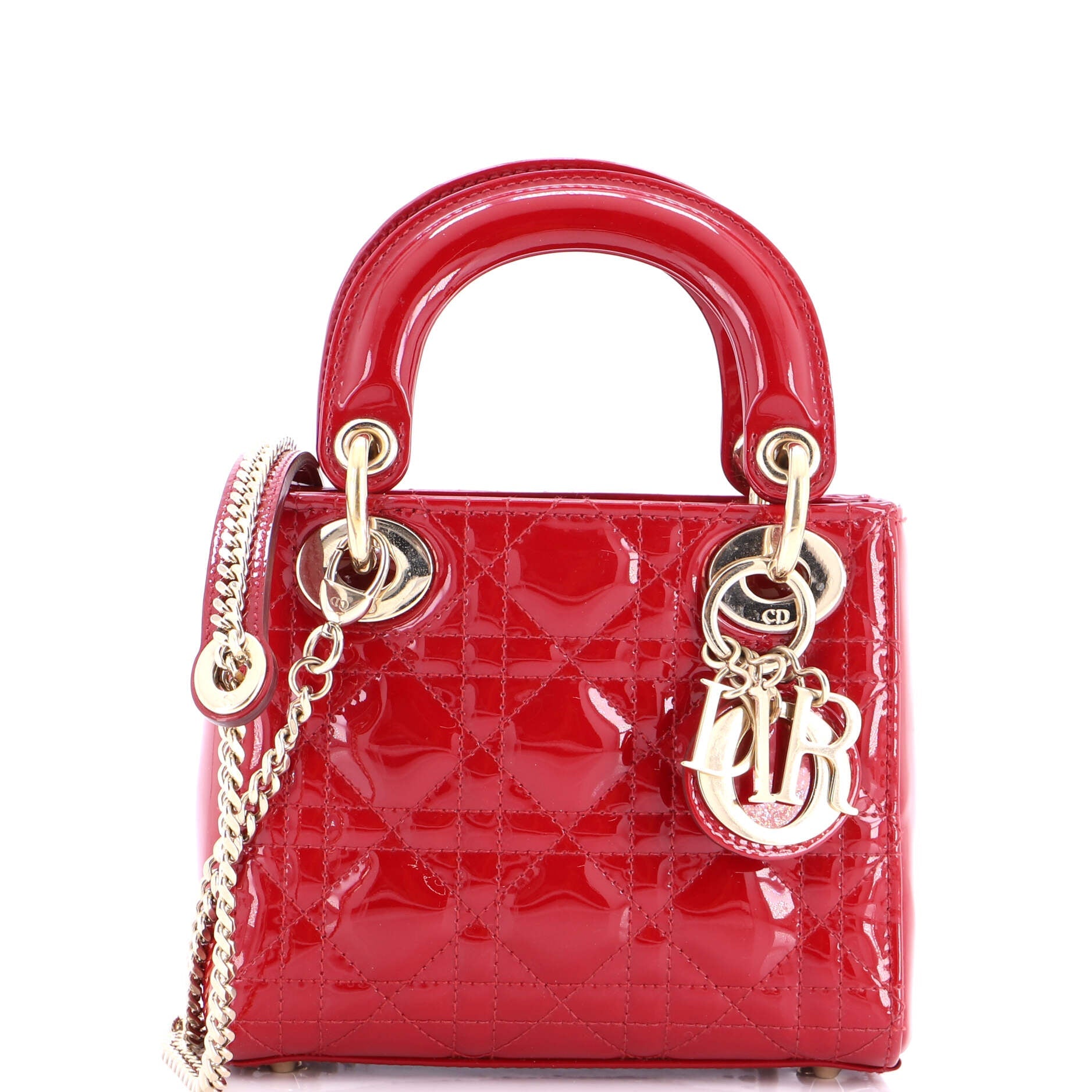 Lady Dior Chain Bag Cannage Quilt Patent Mini