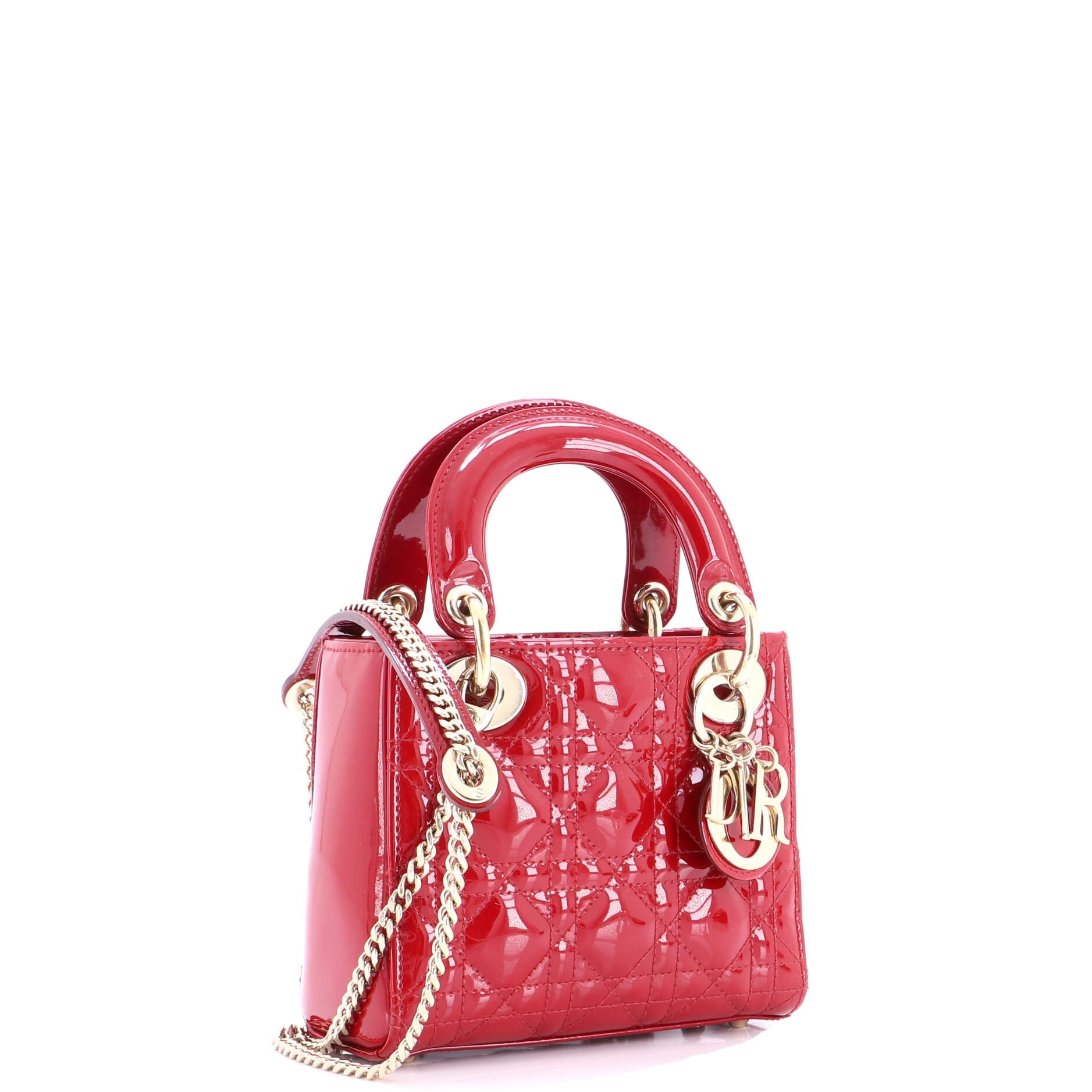 Lady Dior Chain Bag Cannage Quilt Patent Mini