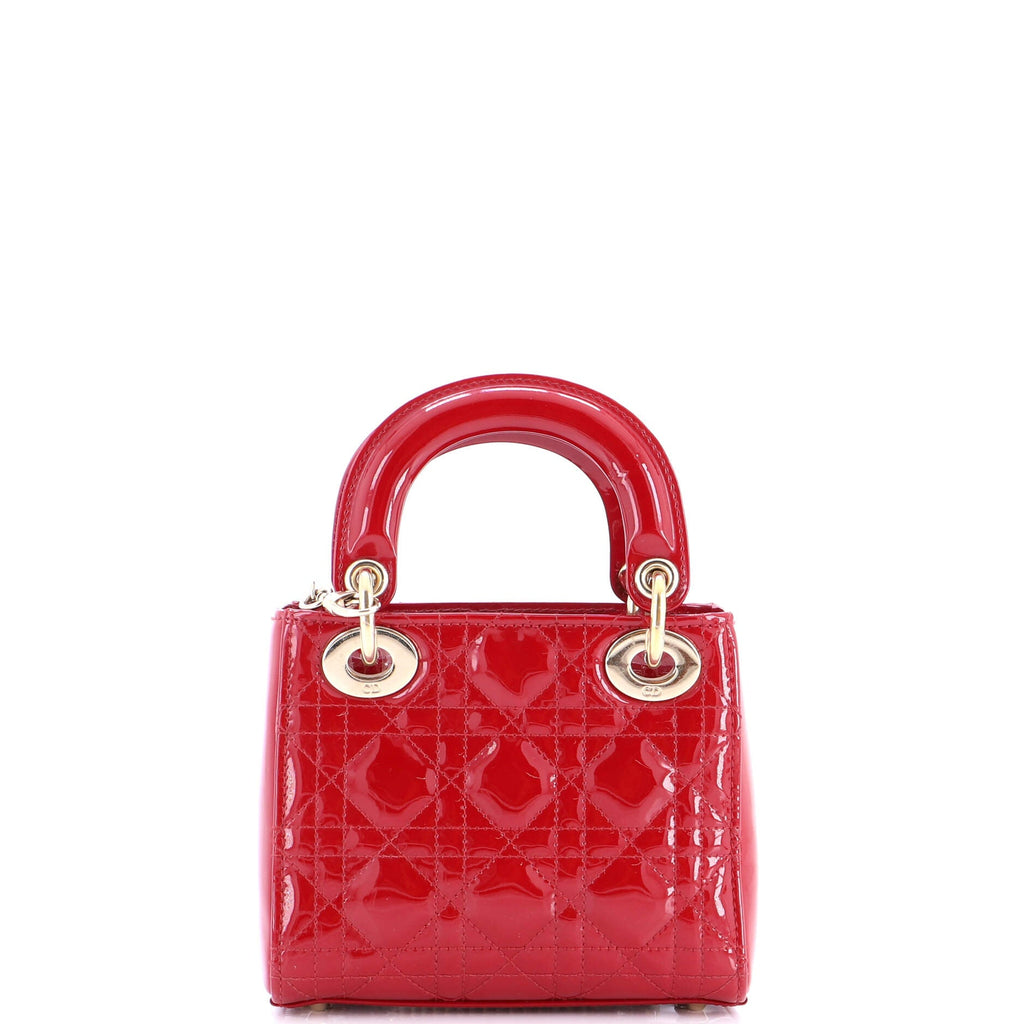 Lady Dior Chain Bag Cannage Quilt Patent Mini