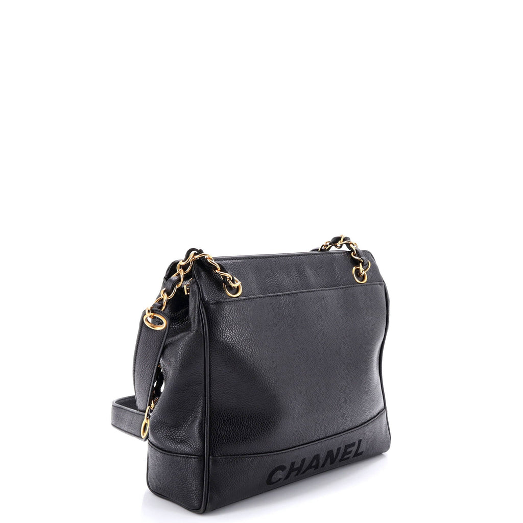 Vintage Logo Chain Tote Caviar Small
