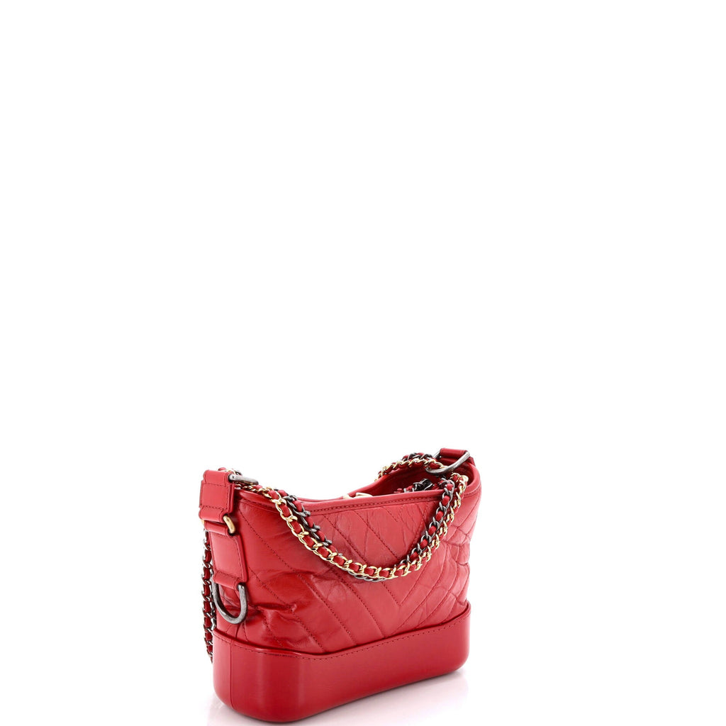 Gabrielle Hobo Chevron Aged Calfskin Small