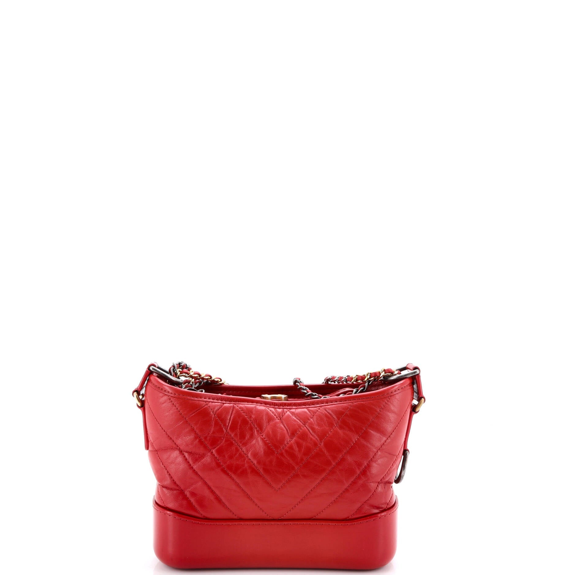 Gabrielle Hobo Chevron Aged Calfskin Small