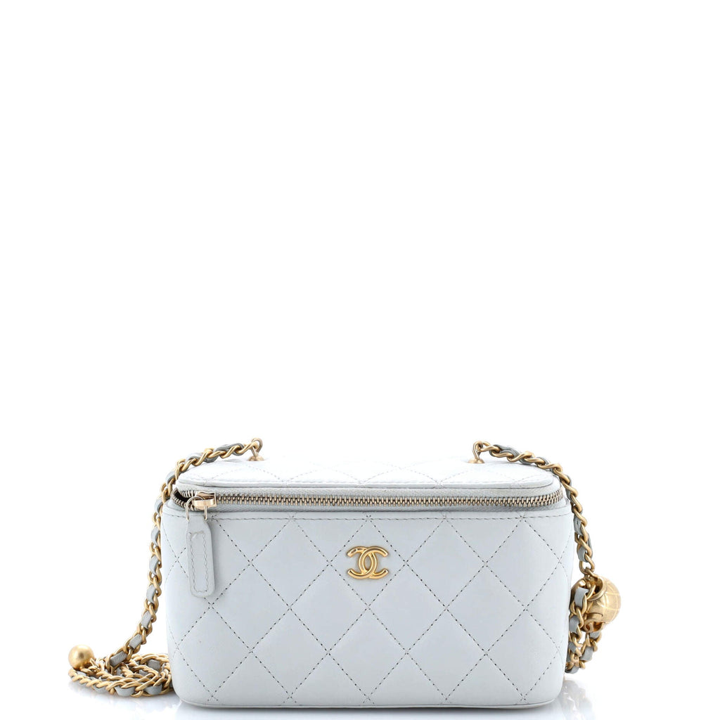 Pearl Crush Vanity Case with Chain Quilted Lambskin Small